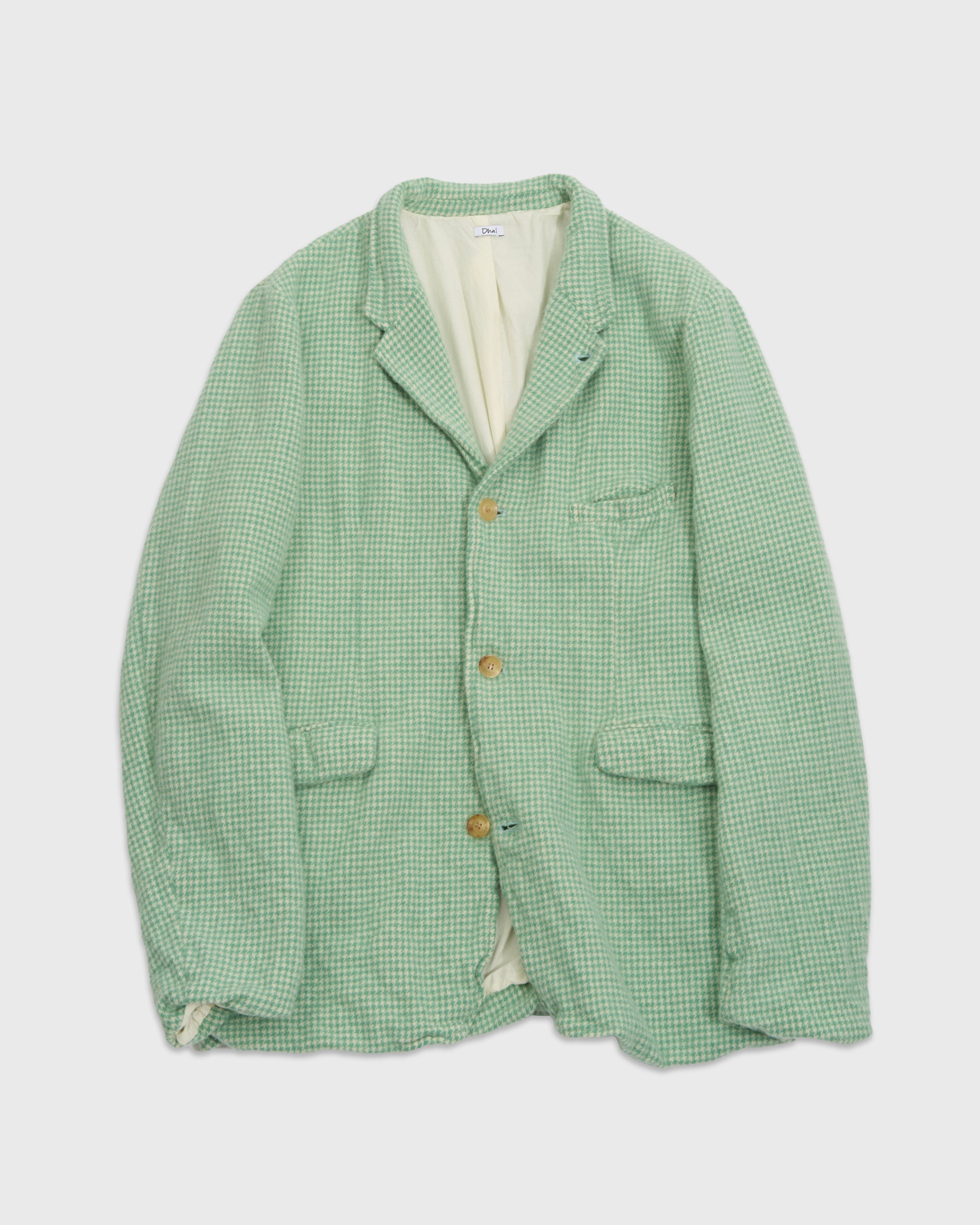 Dhal Houndstooth British Wool Special Steamed Jacket, Green