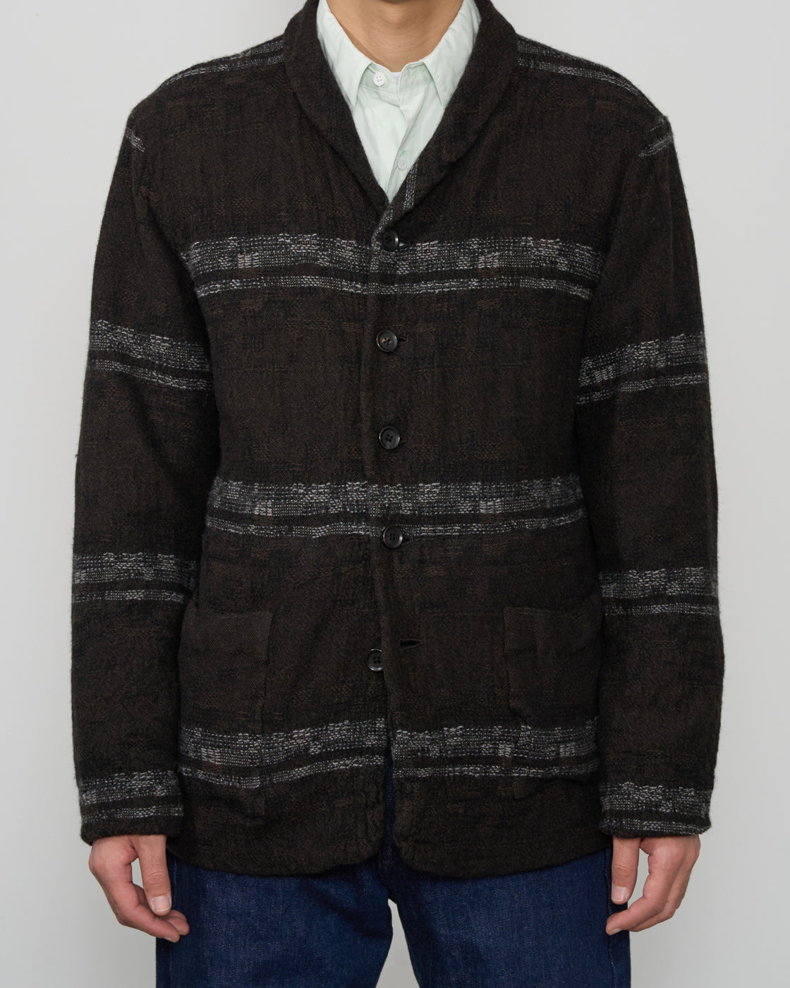 Dhal Wool Jacquard 縮絨 Shawlcoller Jacket, Black