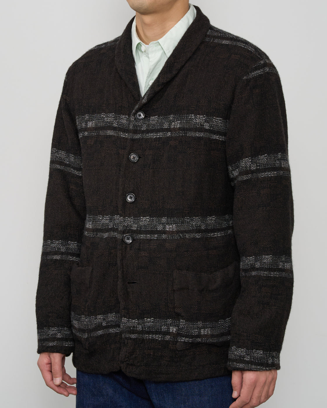 Dhal Wool Jacquard 縮絨 Shawlcoller Jacket, Black