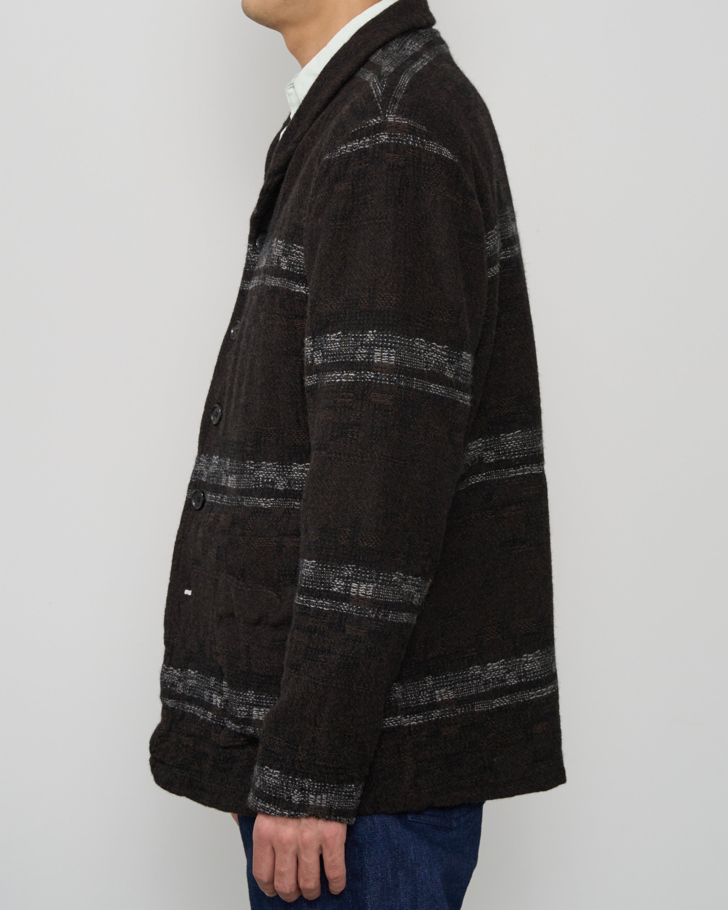 Dhal Wool Jacquard 縮絨 Shawlcoller Jacket, Black