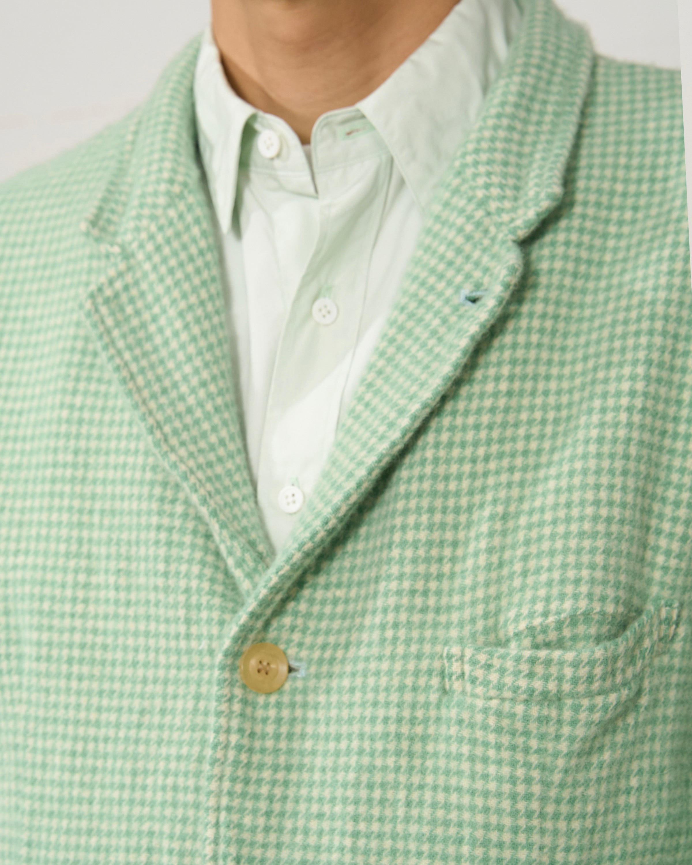 Dhal Houndstooth British Wool Special Steamed Jacket, Green