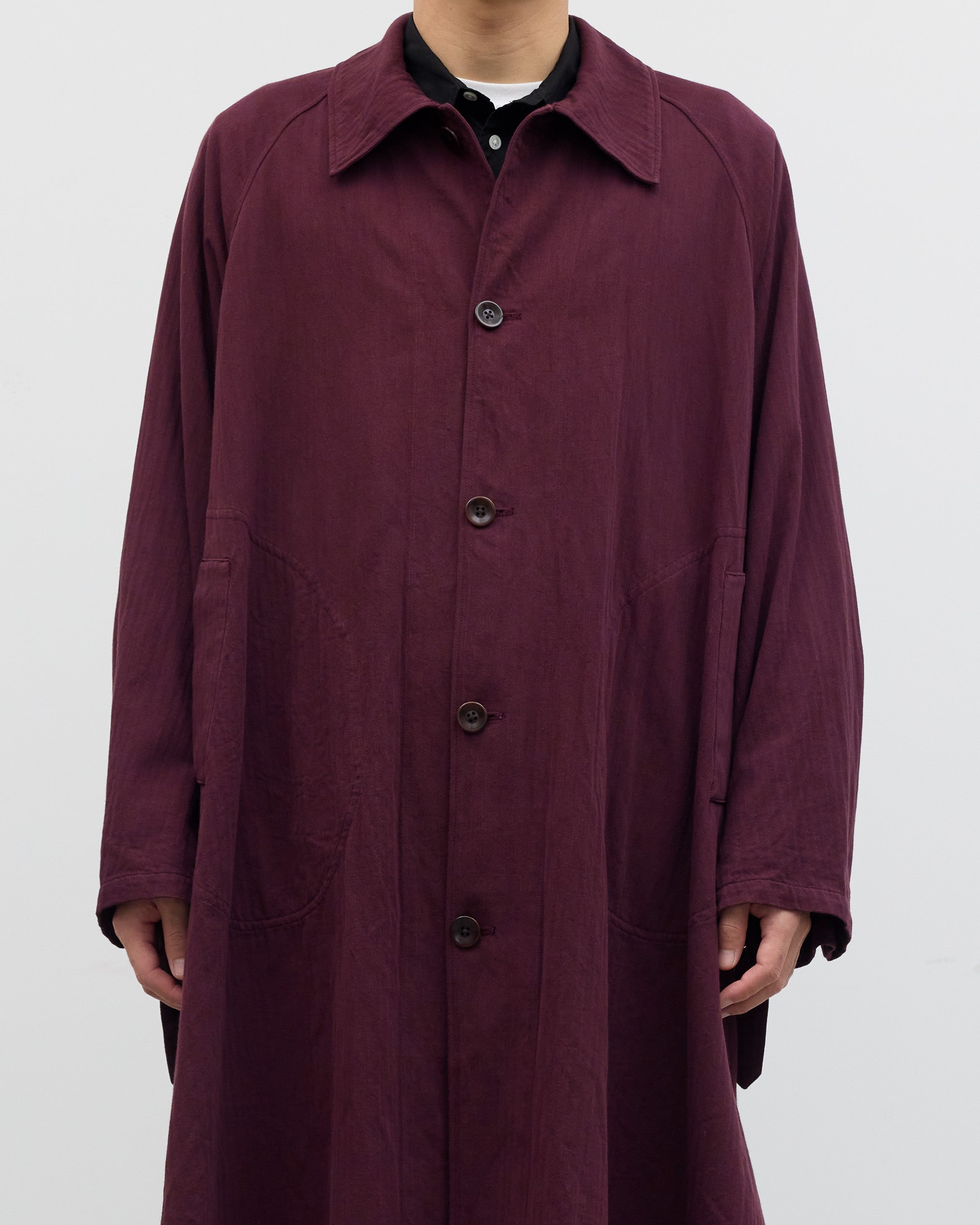 Dhal 1950 German Regular Herringbone Motorcycle Coat, Burgundy