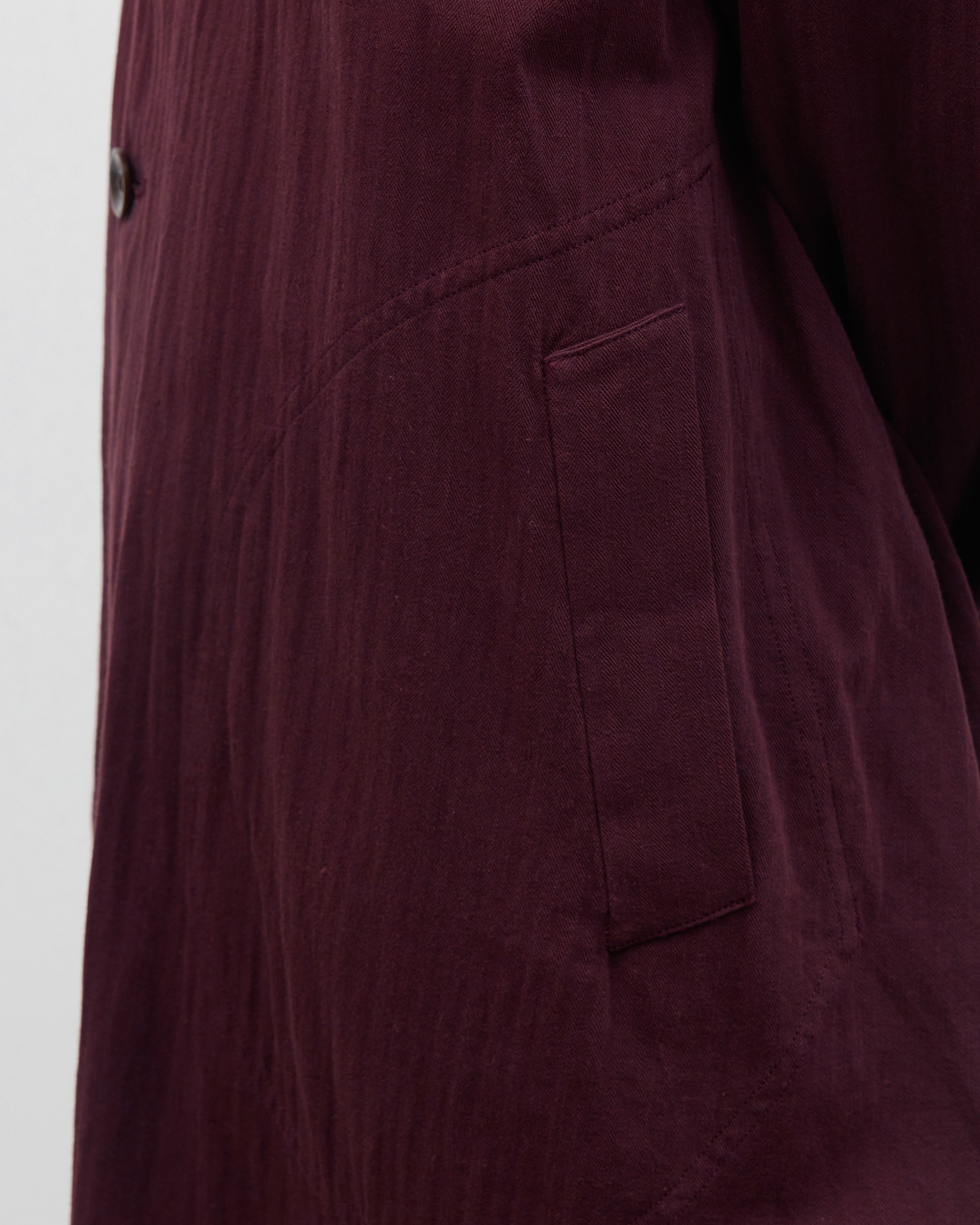 Dhal 1950 German Regular Herringbone Motorcycle Coat, Burgundy