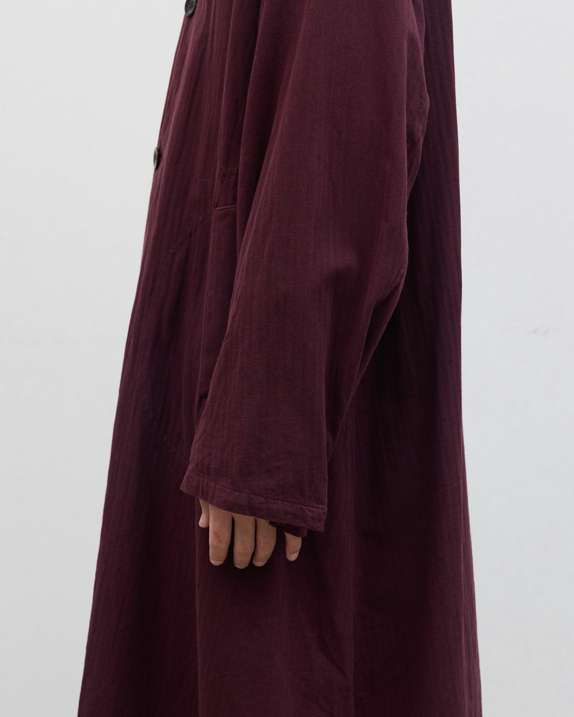 Dhal 1950 German Regular Herringbone Motorcycle Coat, Burgundy