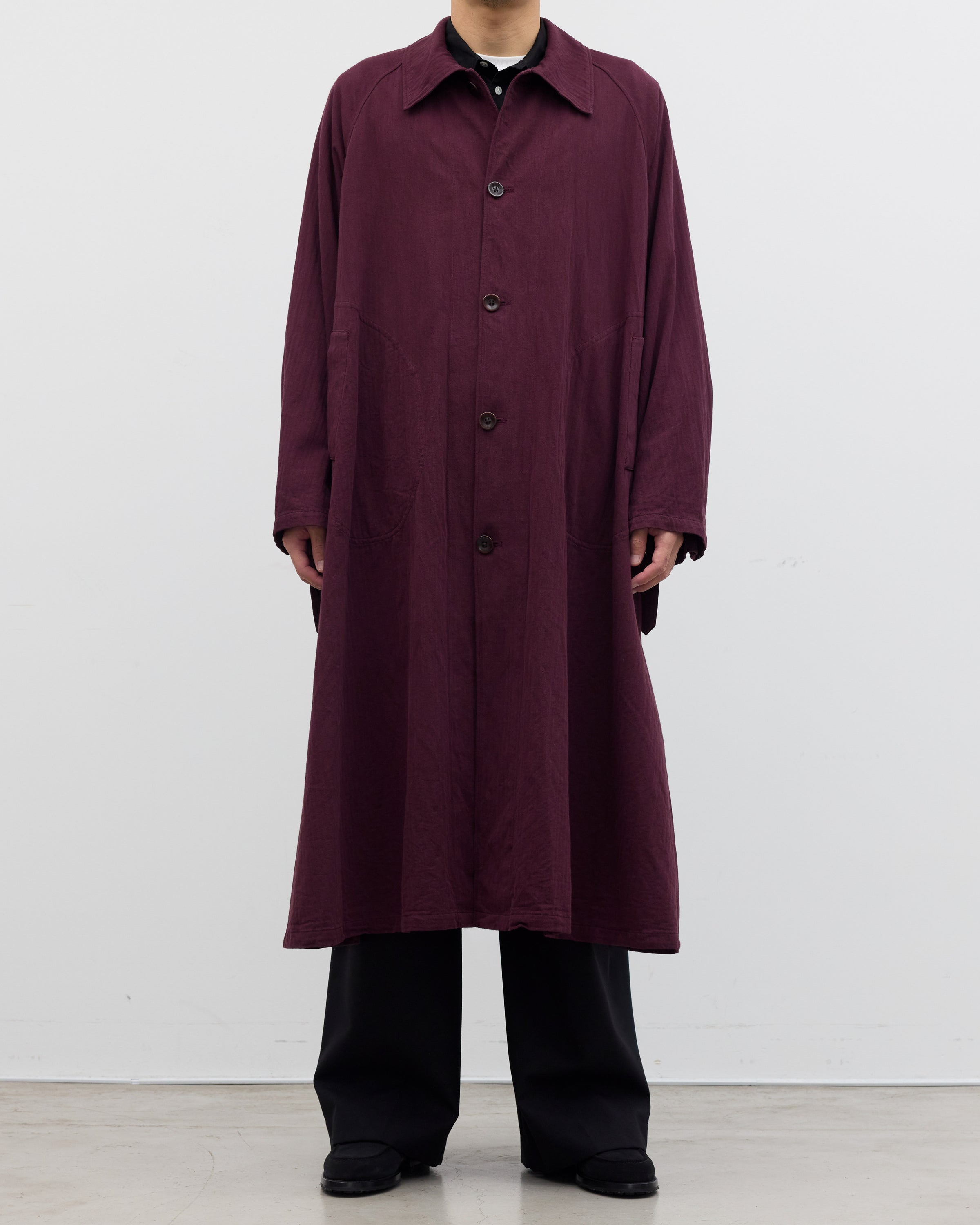 Dhal 1950 German Regular Herringbone Motorcycle Coat, Burgundy