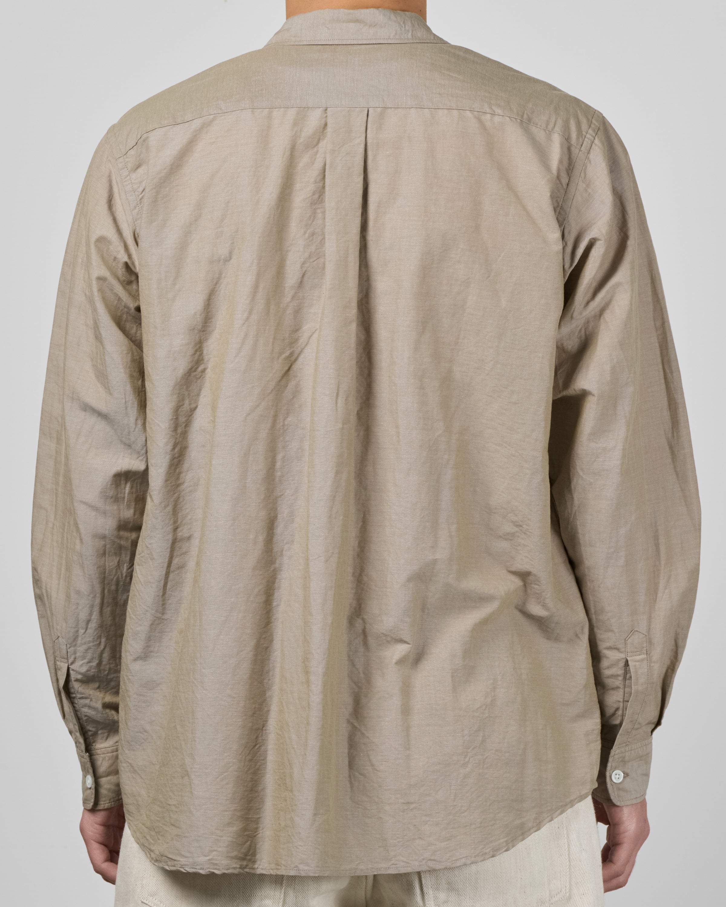 Dhal Cotton Linen Chambray Regular Shirt, Beige