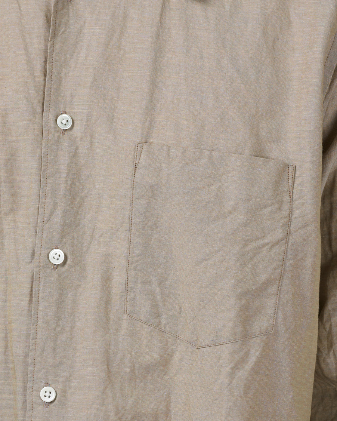 Dhal Cotton Linen Chambray Regular Shirt, Beige