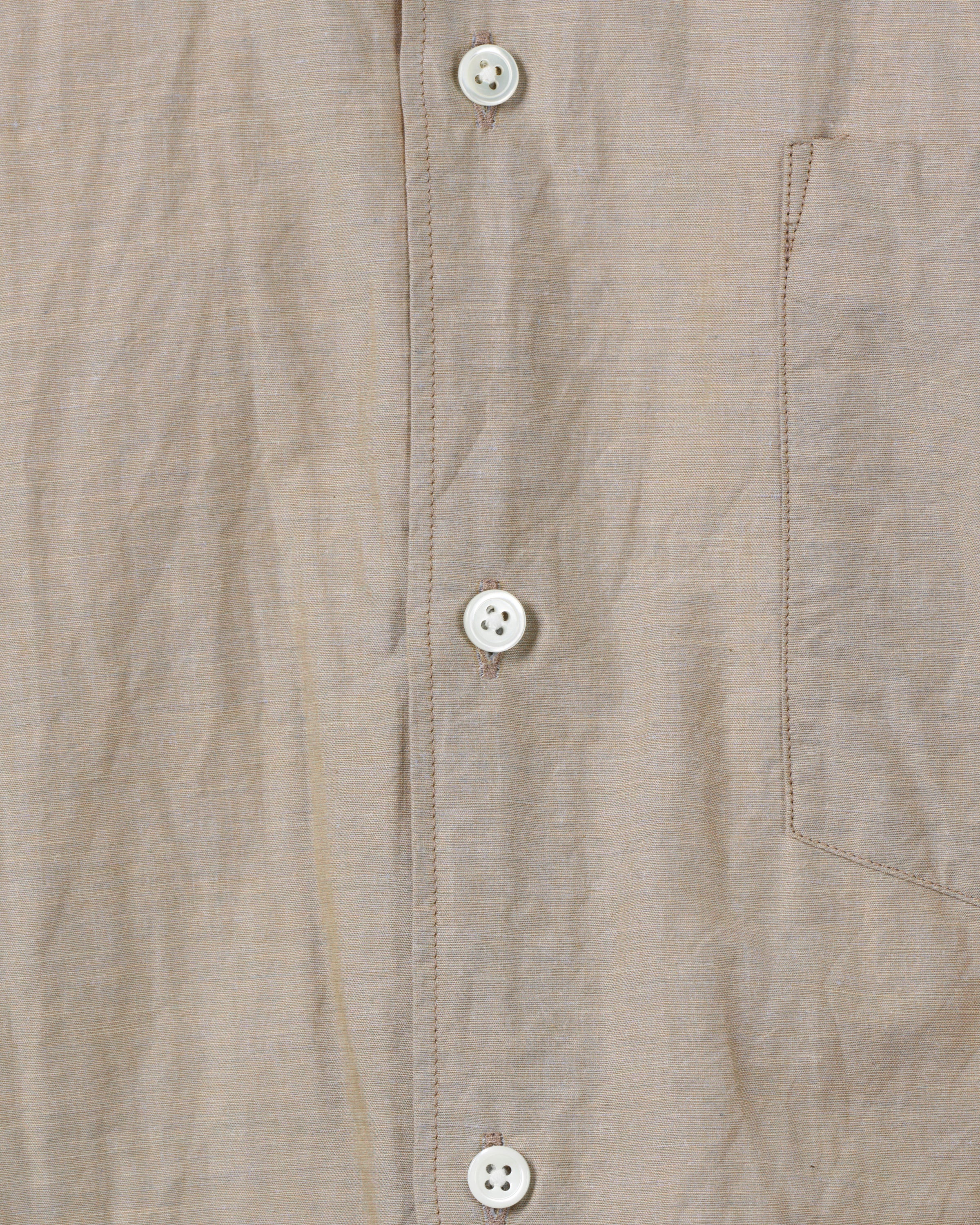Dhal Cotton Linen Chambray Regular Shirt, Beige