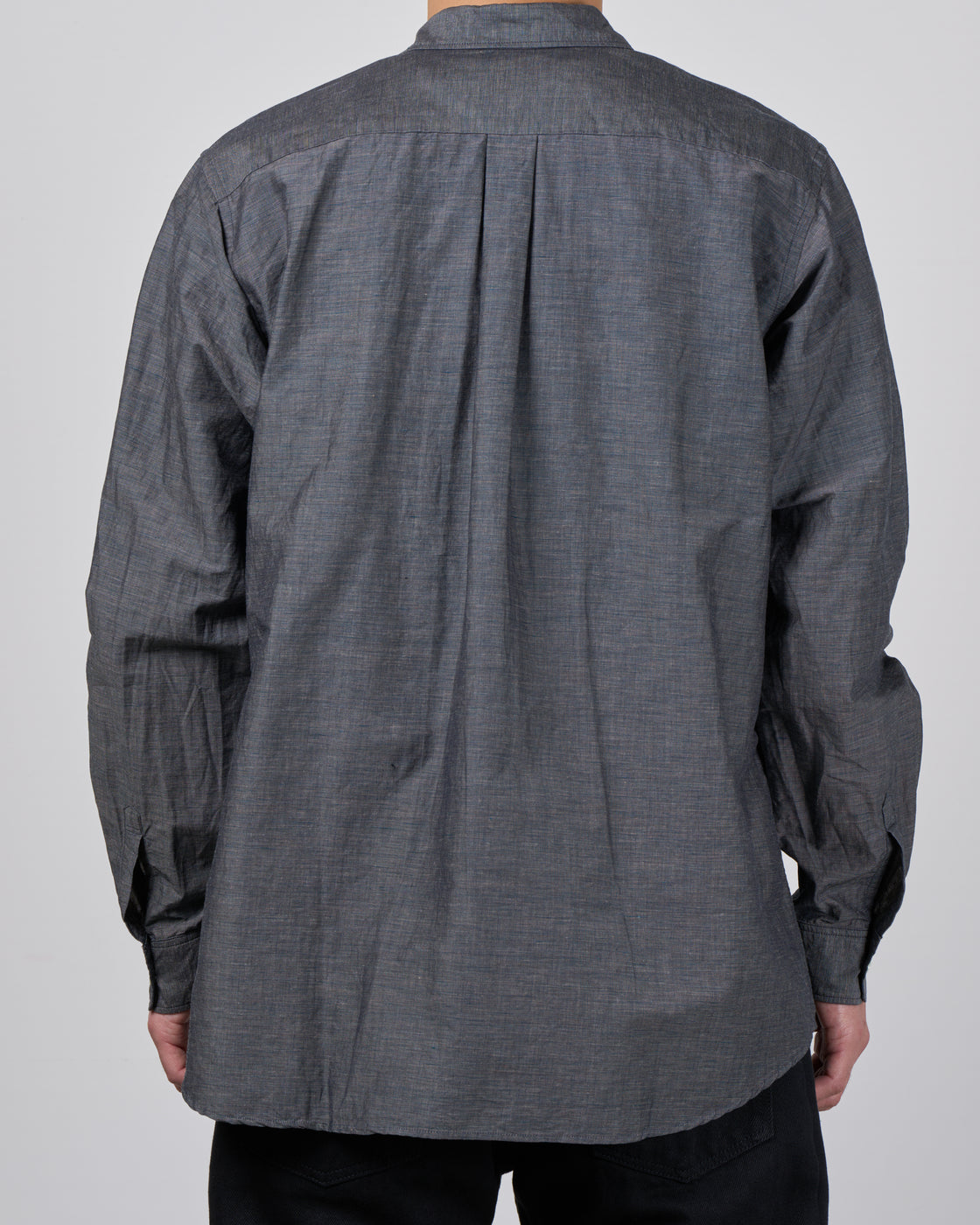 Dhal Cotton Linen Chambray Regular Shirt, Navy