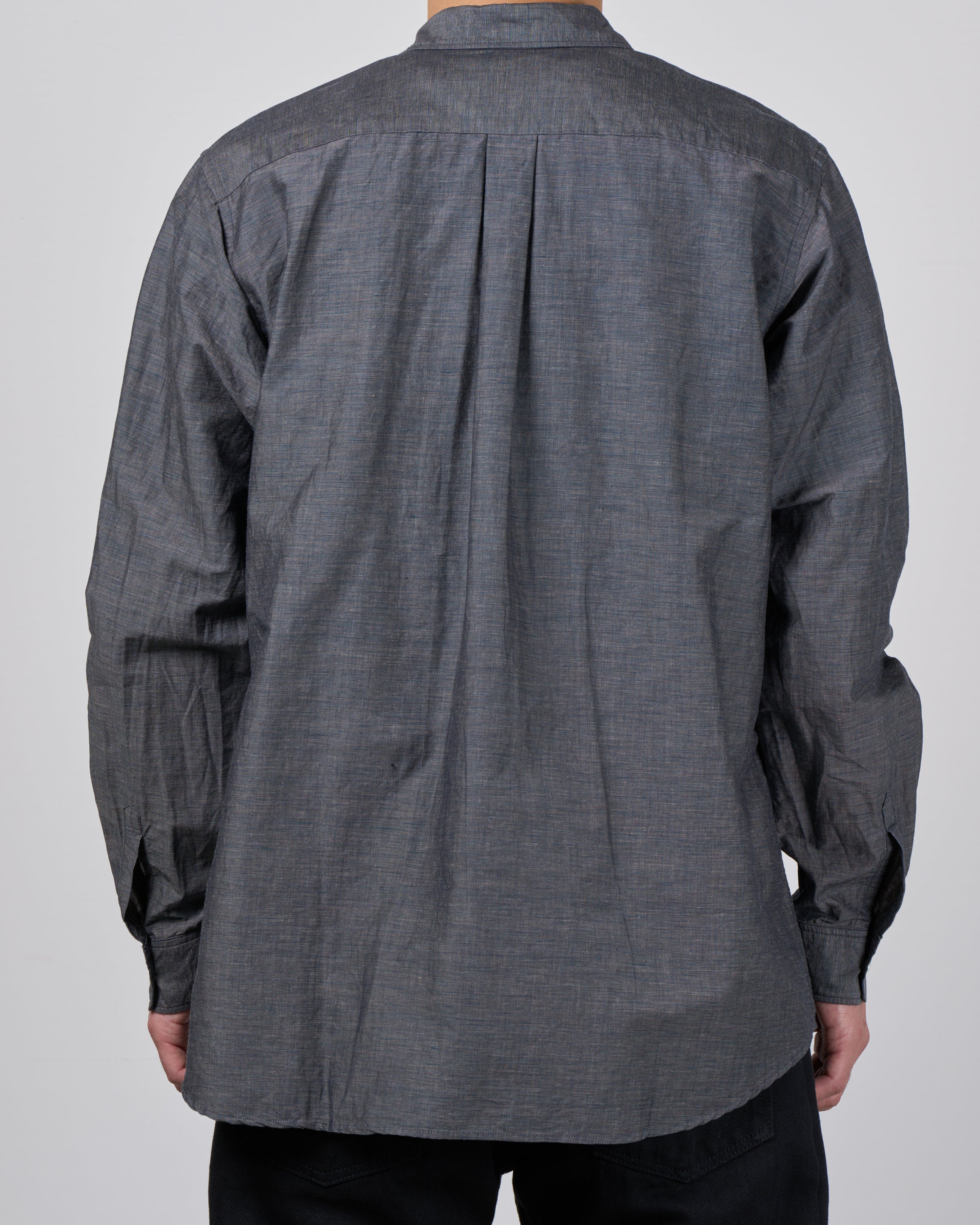 Dhal Cotton Linen Chambray Regular Shirt, Navy