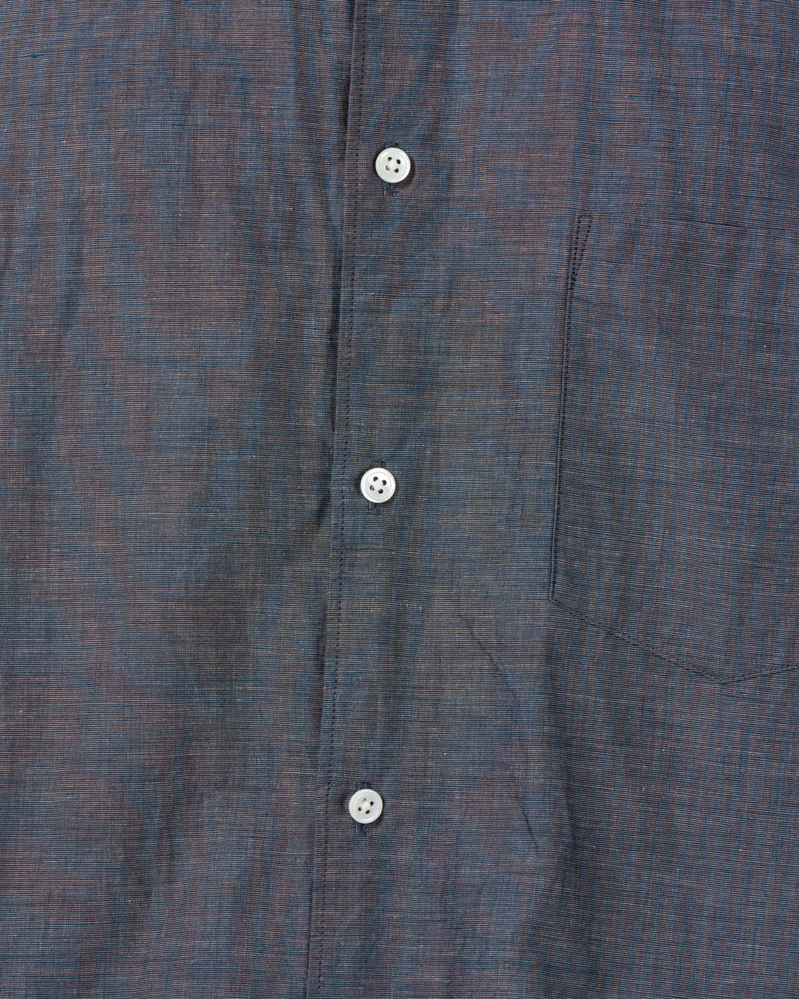 Dhal Cotton Linen Chambray Regular Shirt, Navy