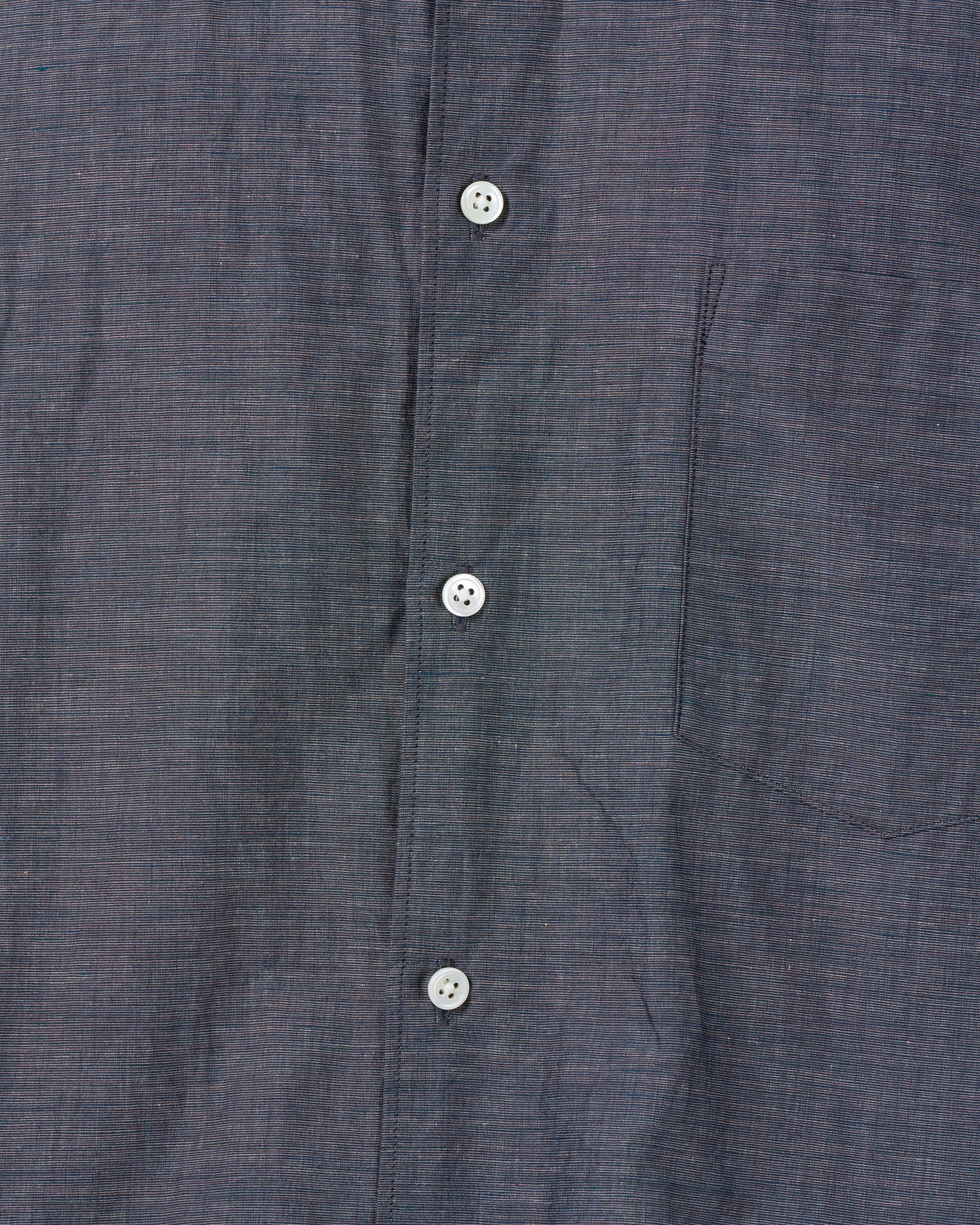 Dhal Cotton Linen Chambray Regular Shirt, Navy