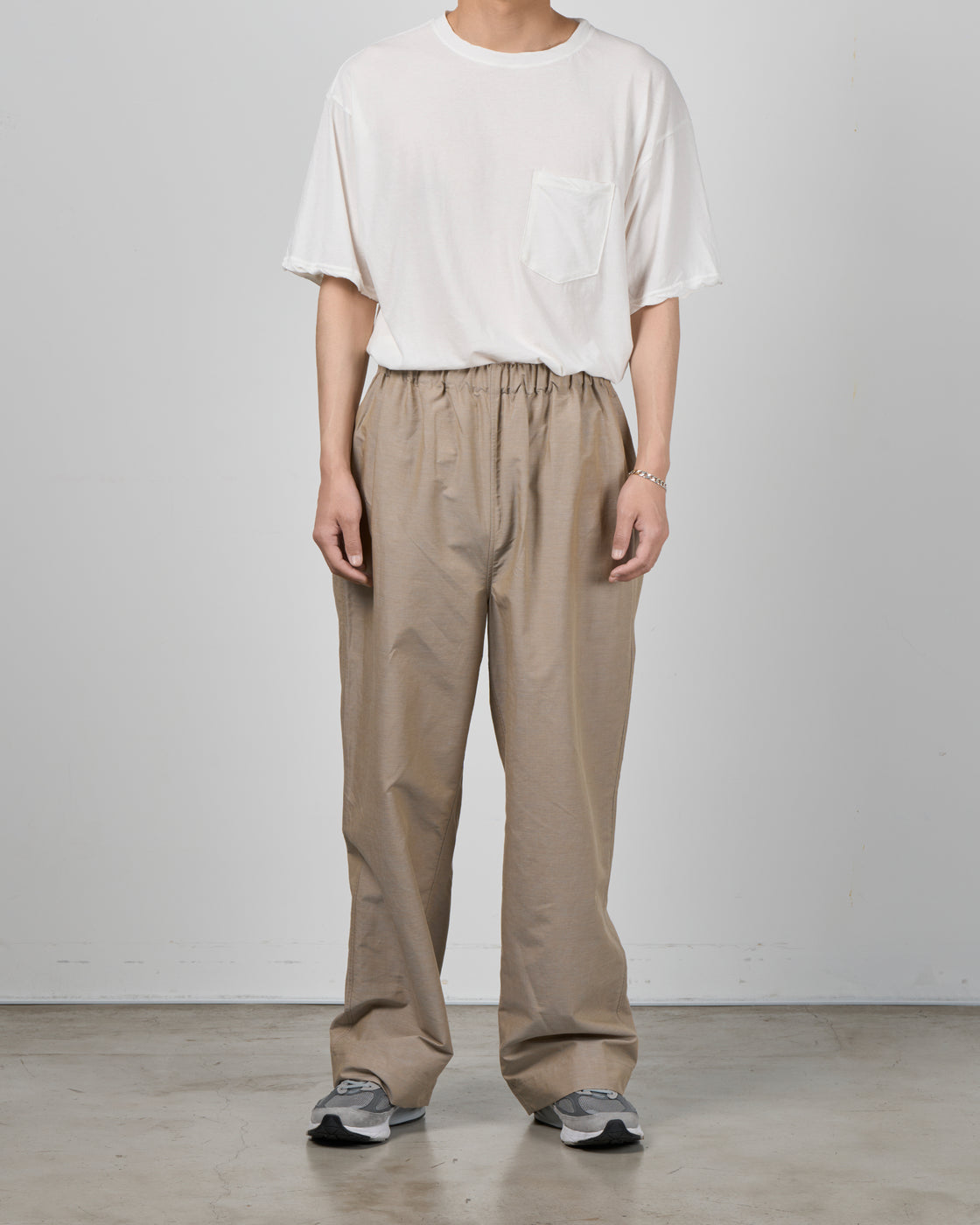 Dhal Cotton Linen Chambray Relax Pants, Beige