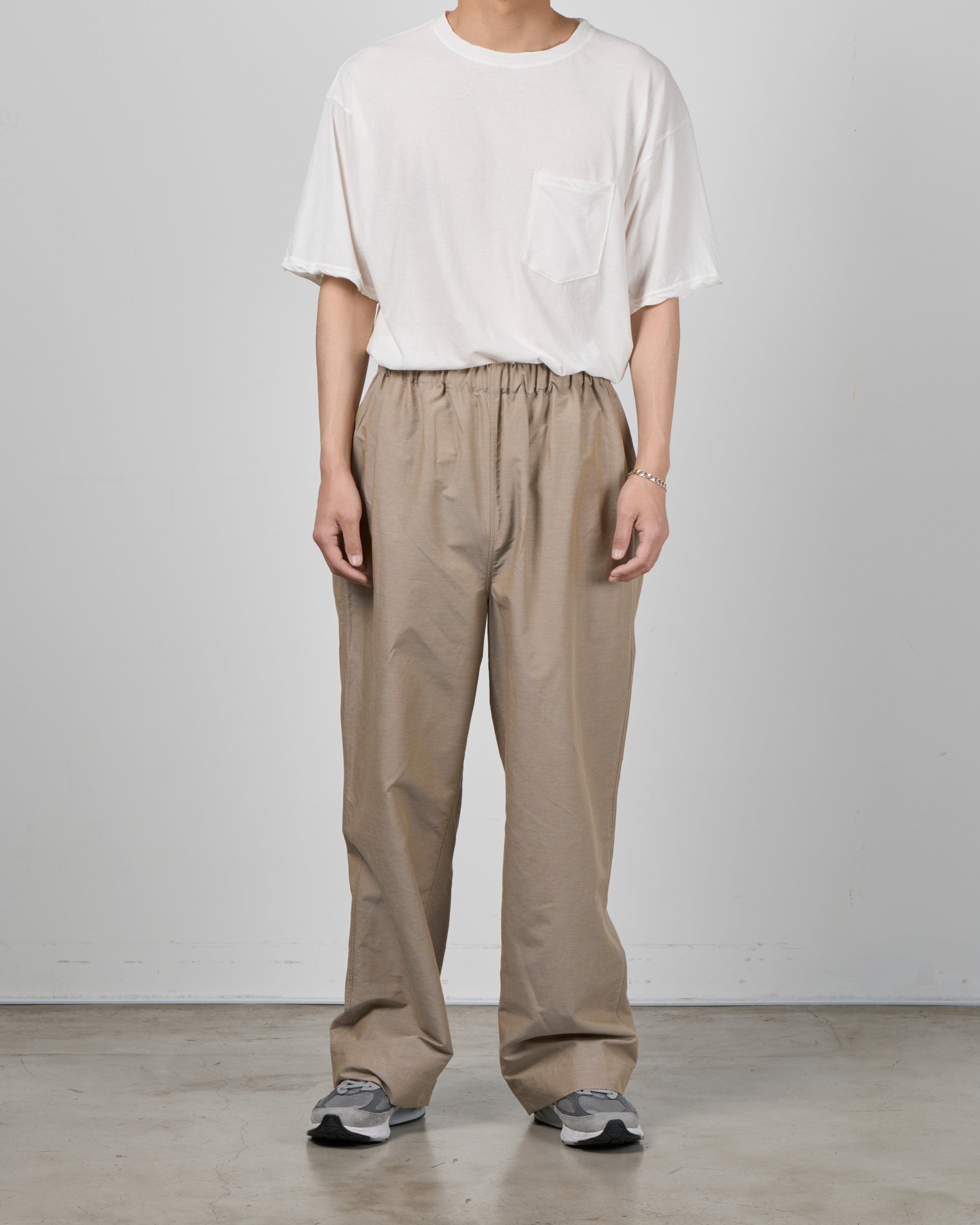 Dhal Cotton Linen Chambray Relax Pants, Beige