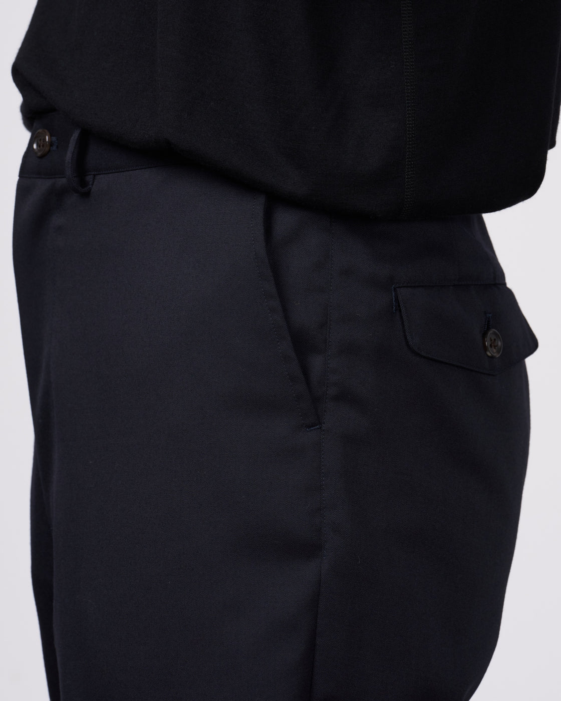 Dhal Wool Gaba Slim Pants, Navy