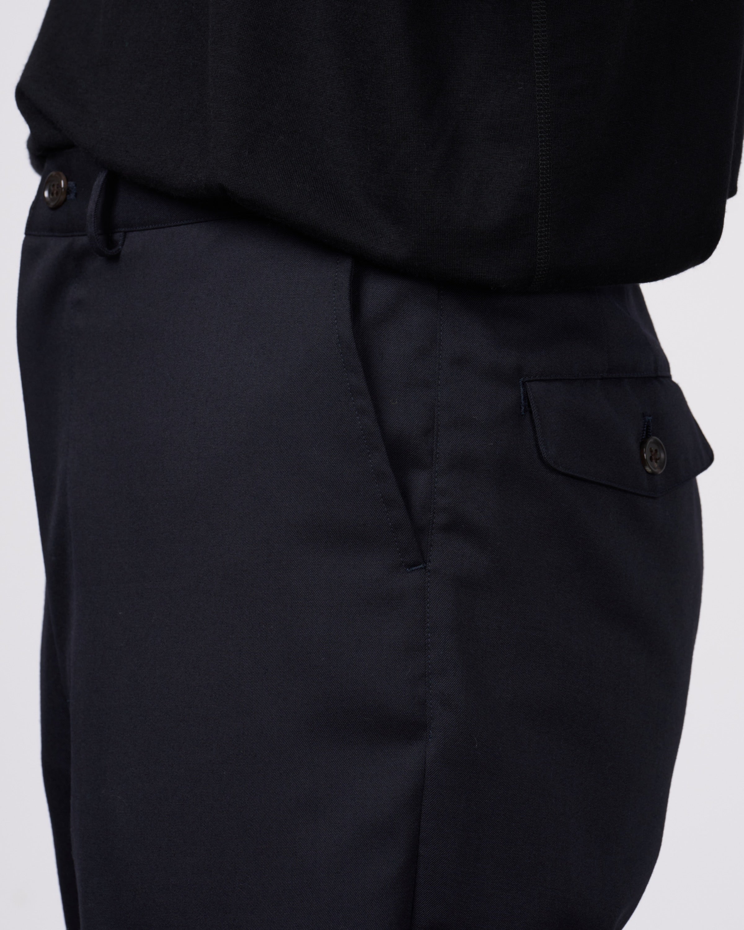 Dhal Wool Gaba Slim Pants, Navy