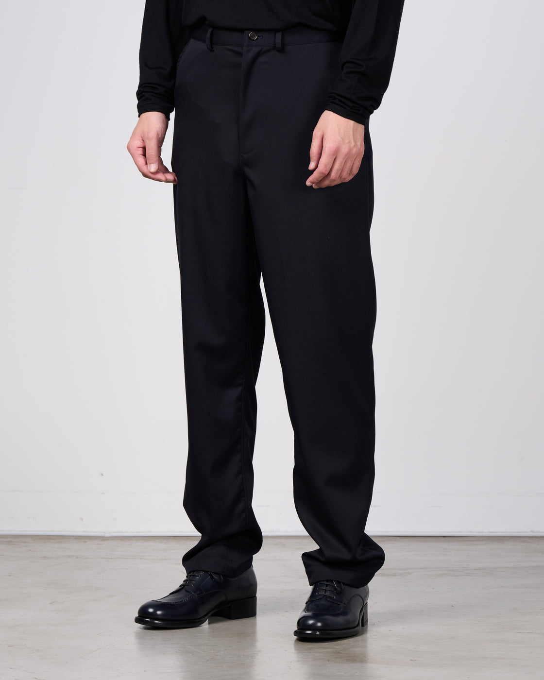 Dhal Wool Gaba Slim Pants, Navy