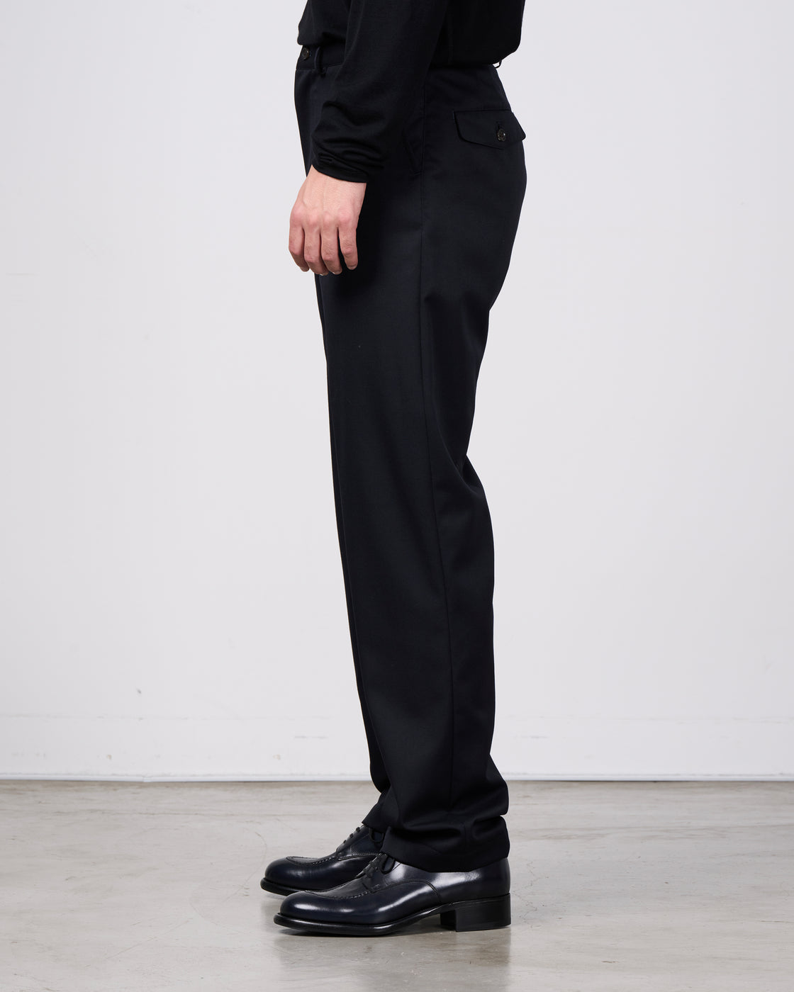 Dhal Wool Gaba Slim Pants, Navy