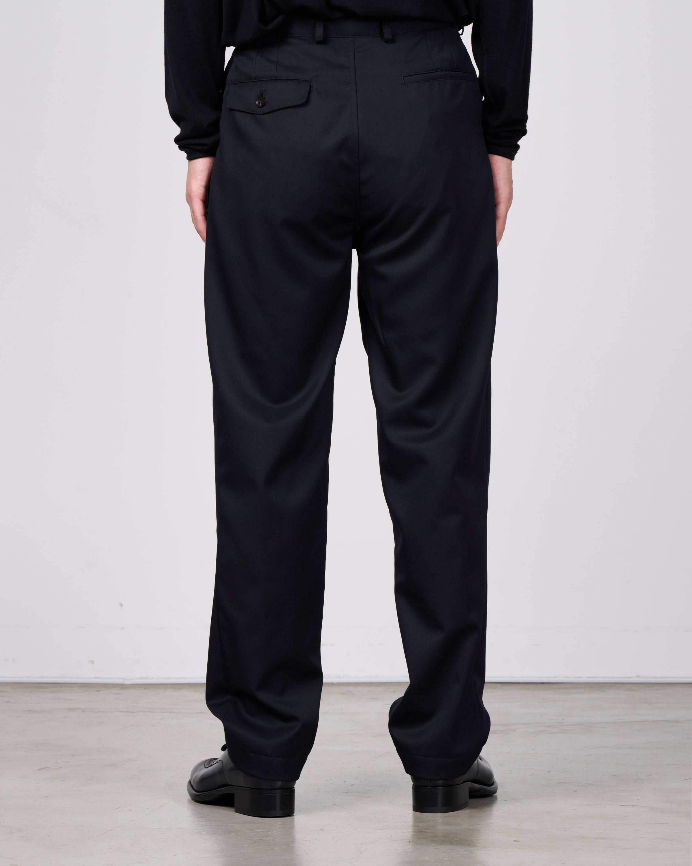 Dhal Wool Gaba Slim Pants, Navy