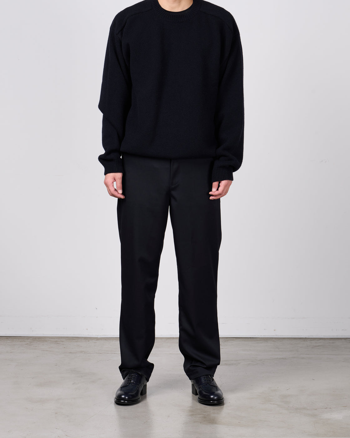 Dhal Wool Gaba Slim Pants, Navy