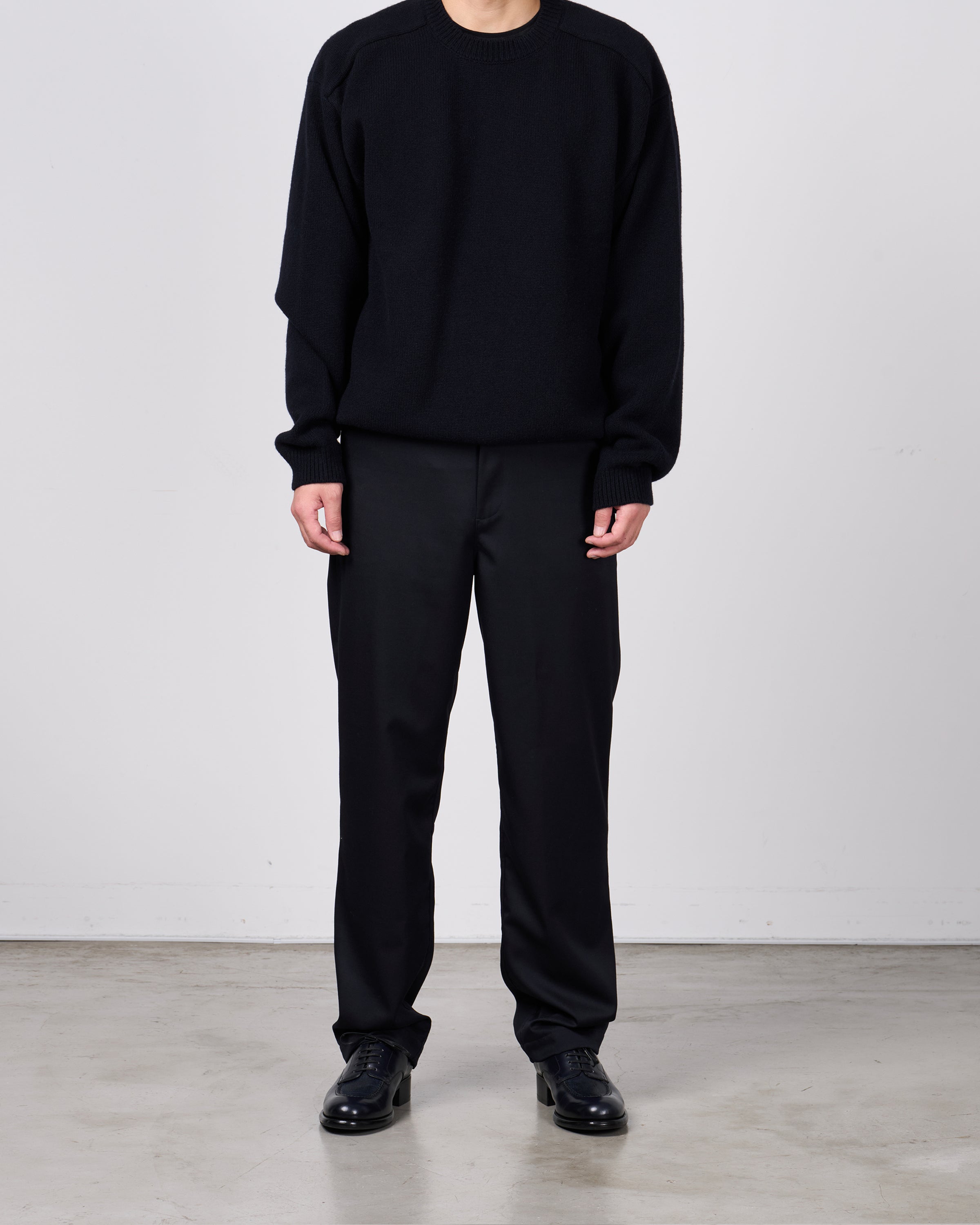 Dhal Wool Gaba Slim Pants, Navy