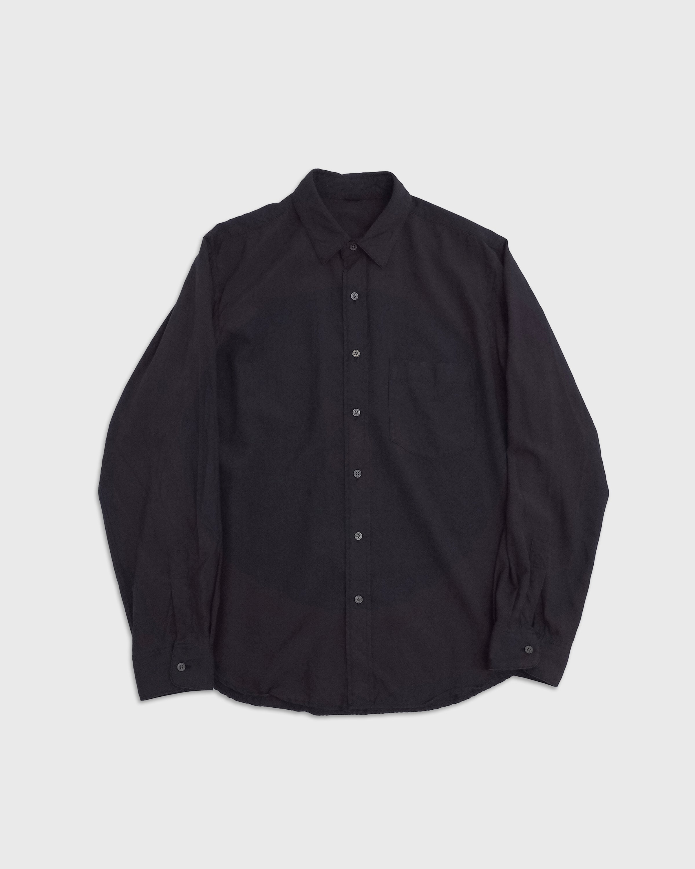SH Wool/Silk Regular Collar Shirt, Black