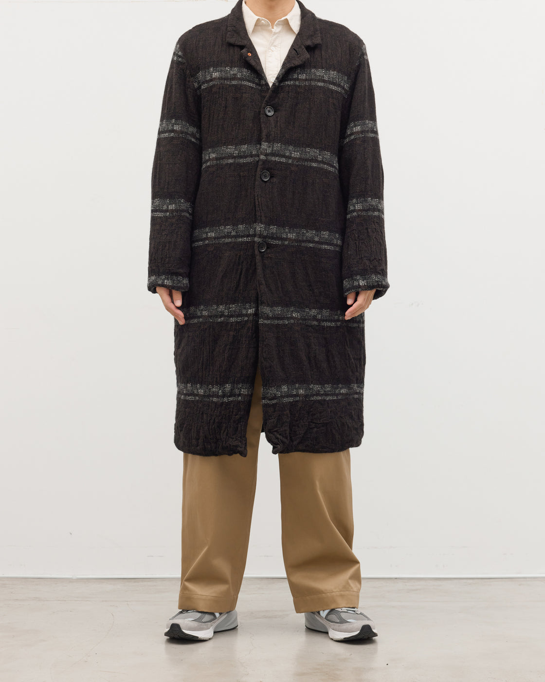 Dhal Wool Jacquard 縮絨 Coat, Black