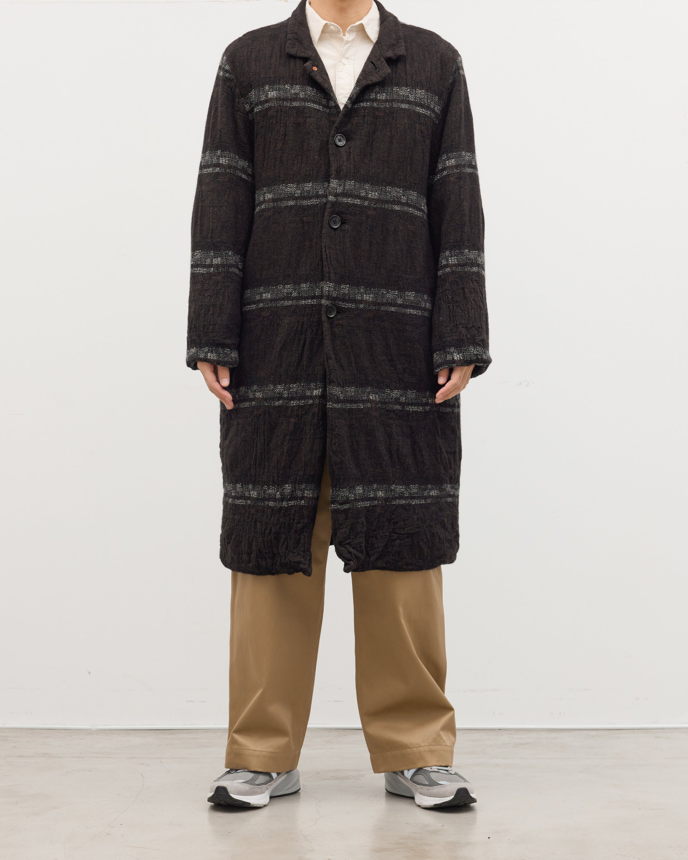 Dhal Wool Jacquard 縮絨 Coat, Black