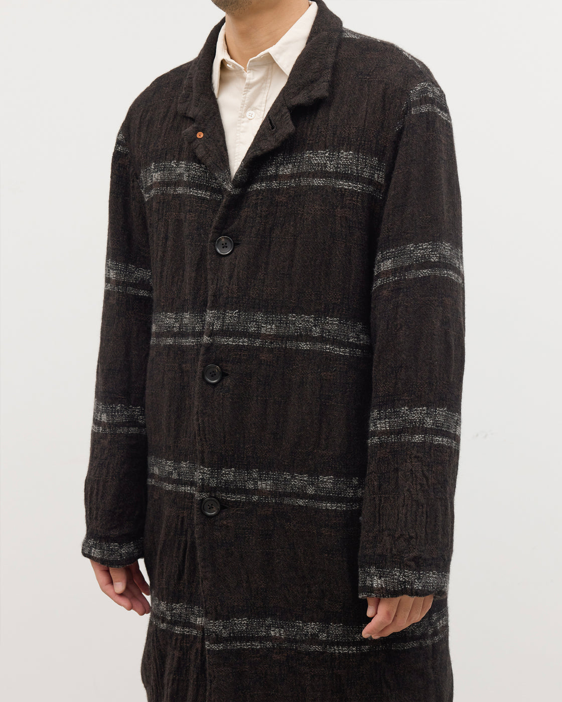 Dhal Wool Jacquard 縮絨 Coat, Black