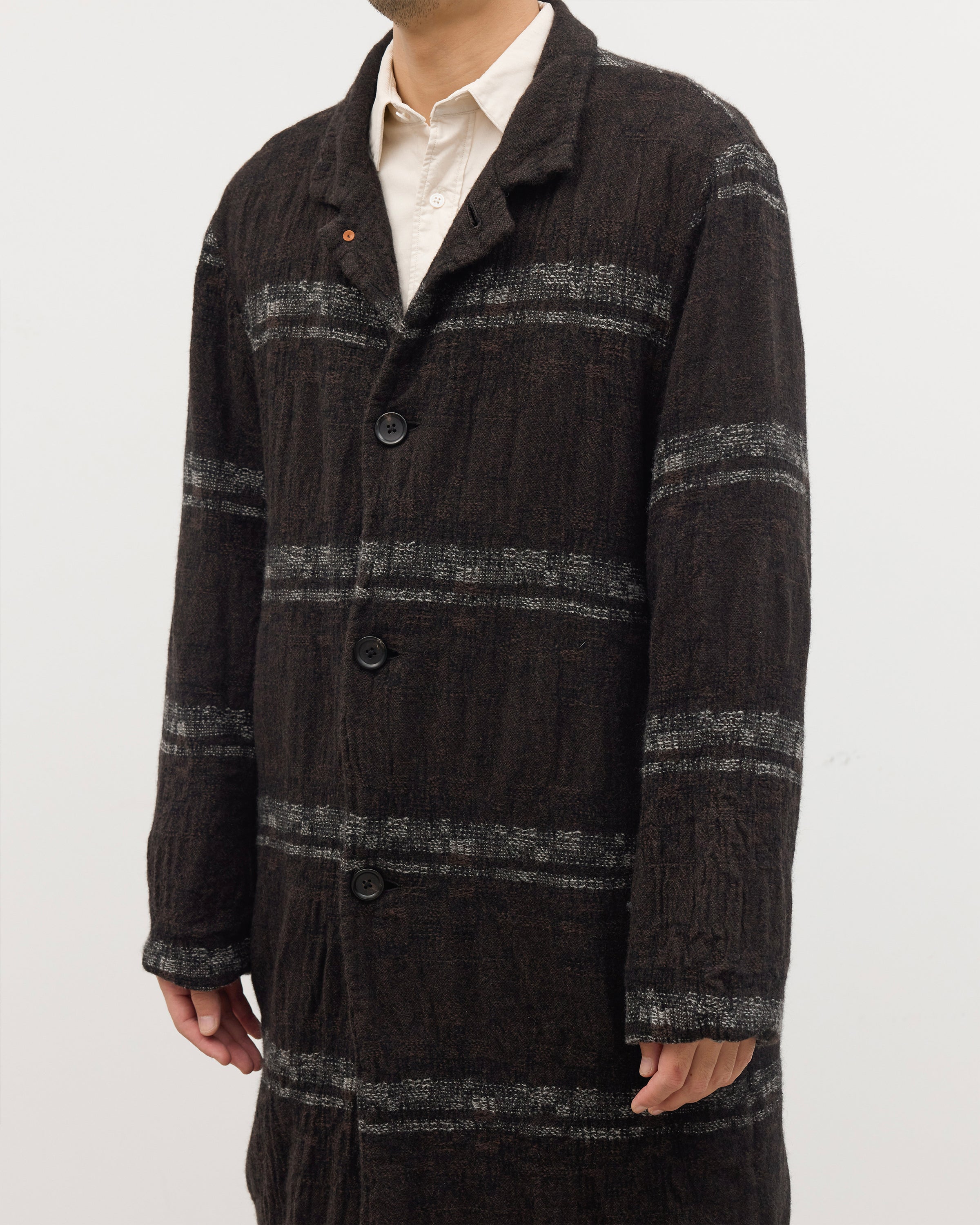 Dhal Wool Jacquard 縮絨 Coat, Black