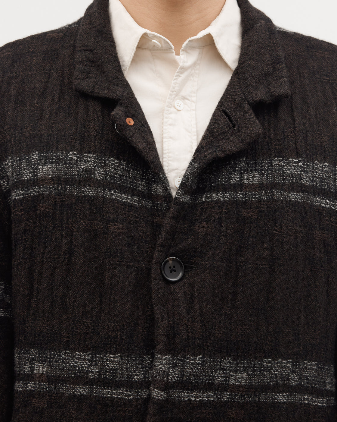 Dhal Wool Jacquard 縮絨 Coat, Black