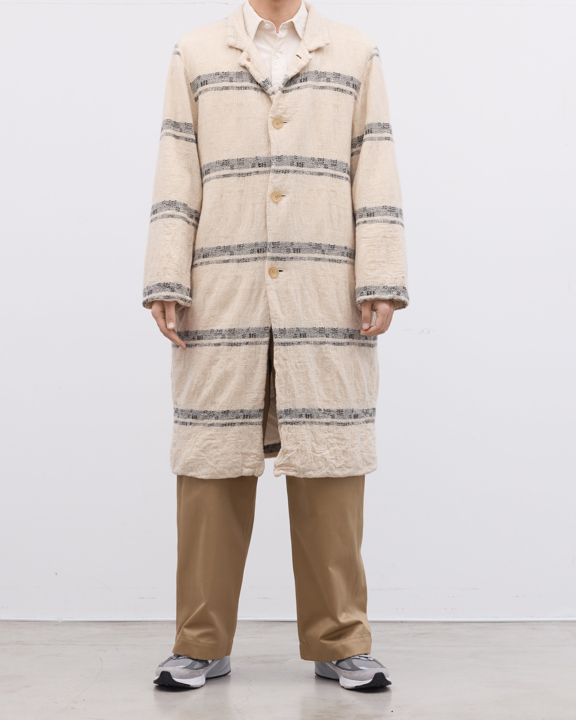Dhal Wool Jacquard 縮絨 Coat, White