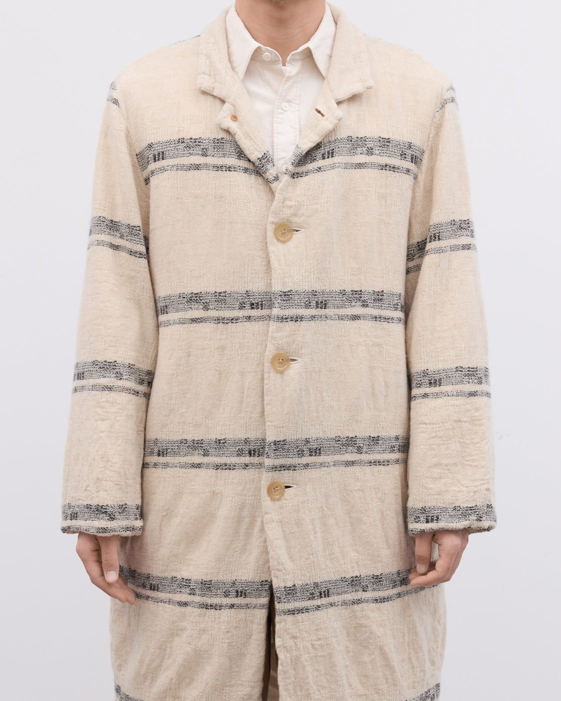 Dhal Wool Jacquard 縮絨 Coat, White