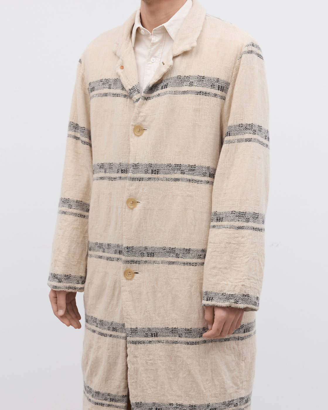 Dhal Wool Jacquard 縮絨 Coat, White
