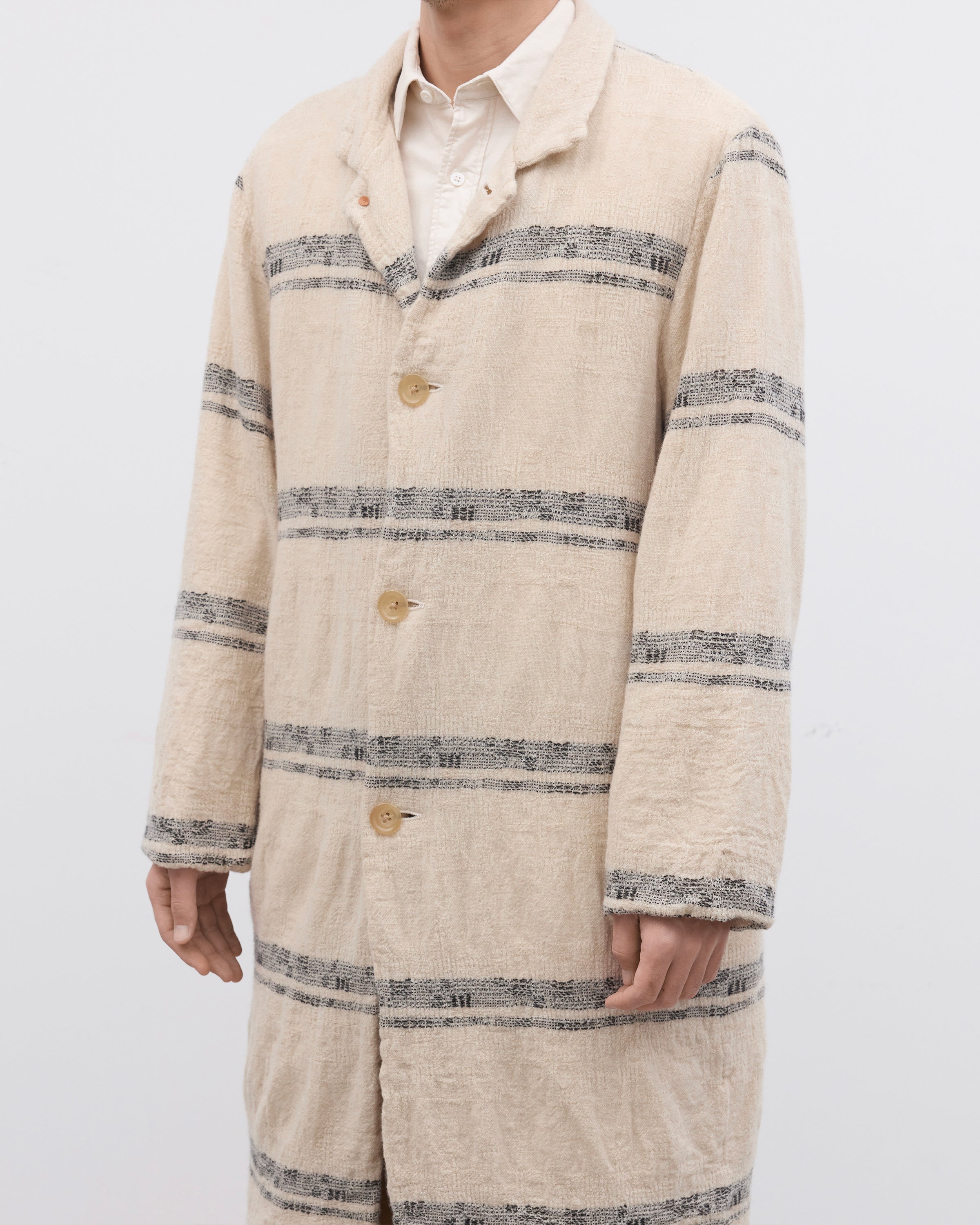 Dhal Wool Jacquard 縮絨 Coat, White