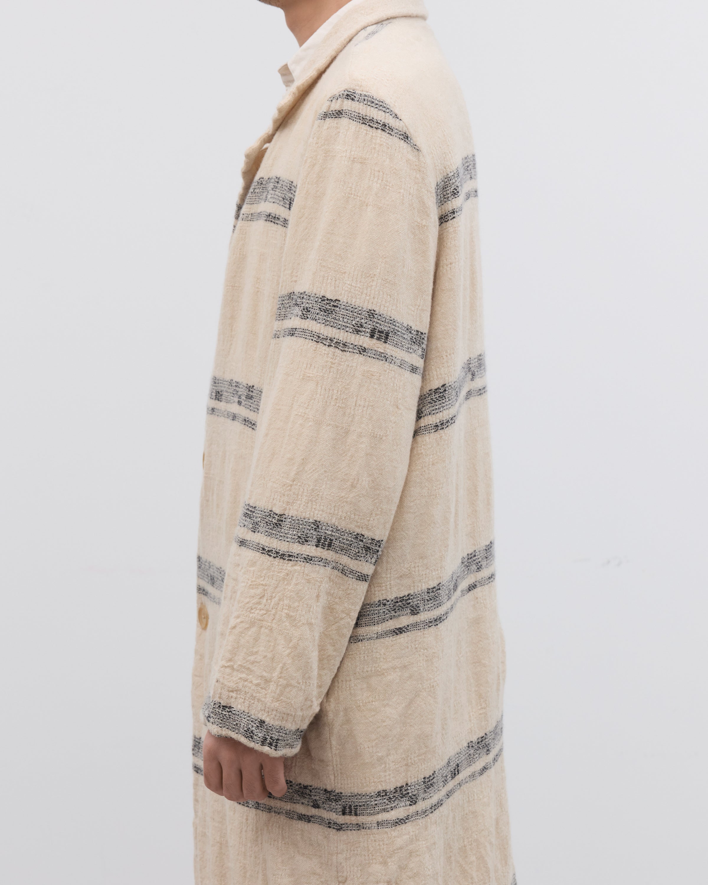 Dhal Wool Jacquard 縮絨 Coat, White