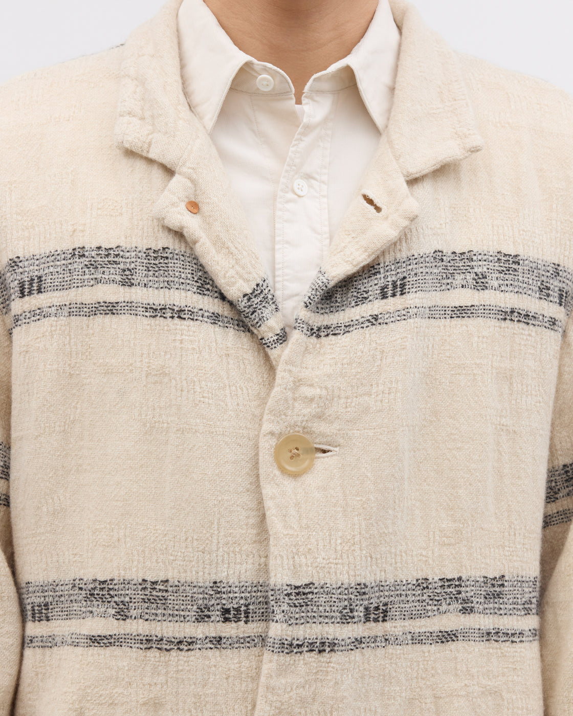 Dhal Wool Jacquard 縮絨 Coat, White