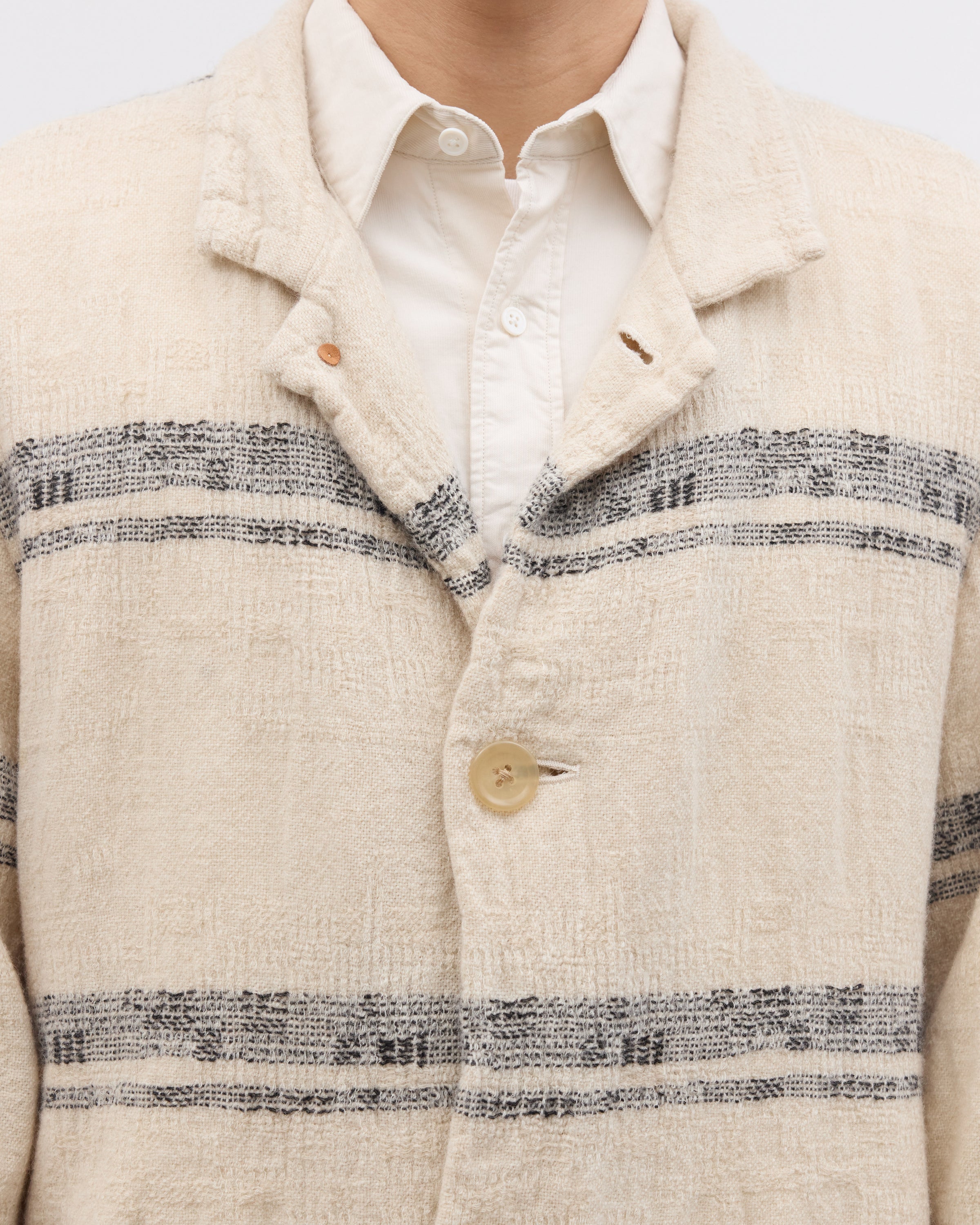 Dhal Wool Jacquard 縮絨 Coat, White