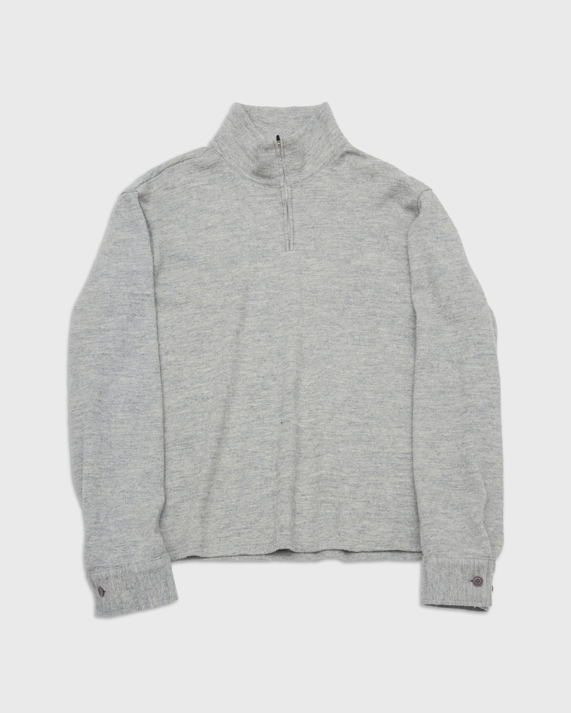 Dhal Shetland Cotton Heather Knit Zip Pullover, Grey