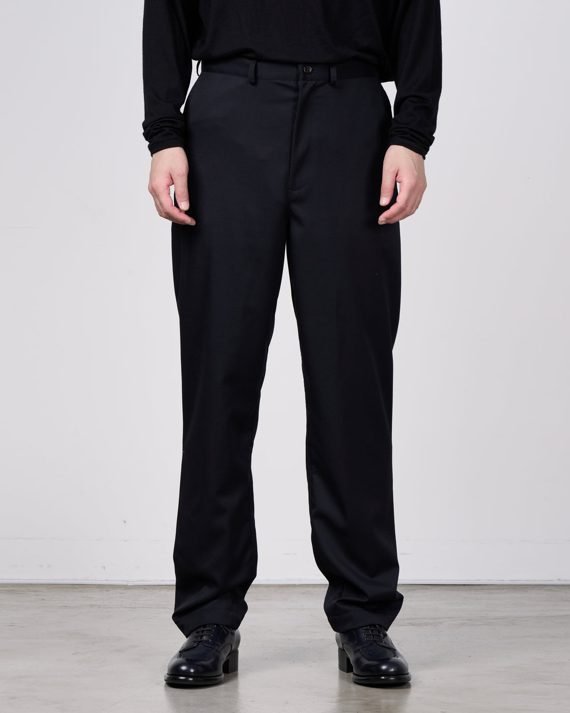 Dhal Wool Gaba Slim Pants, Navy