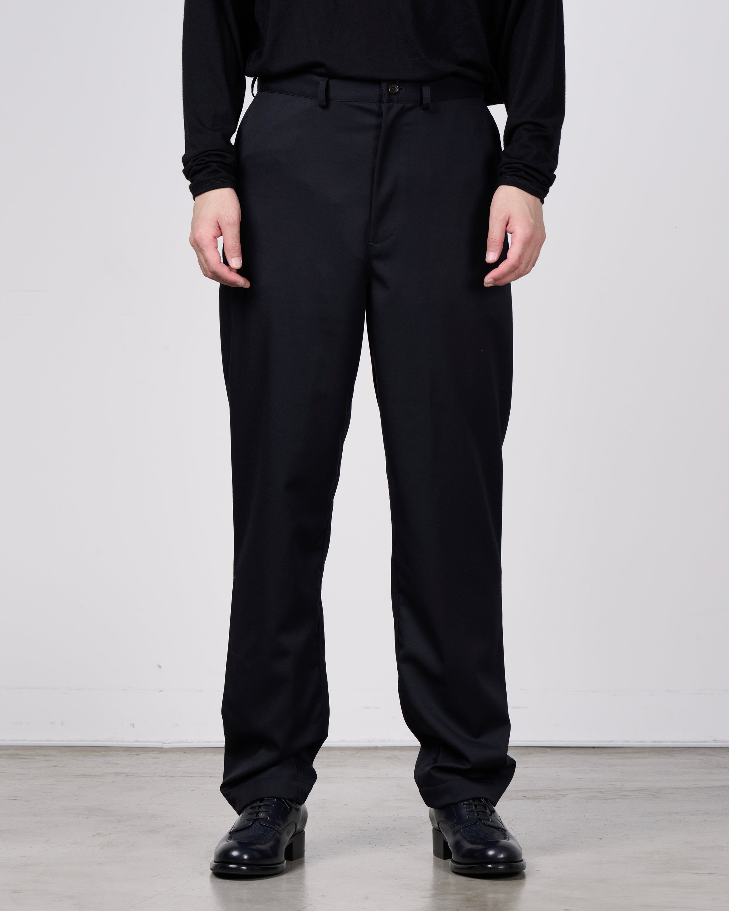 Dhal Wool Gaba Slim Pants, Navy