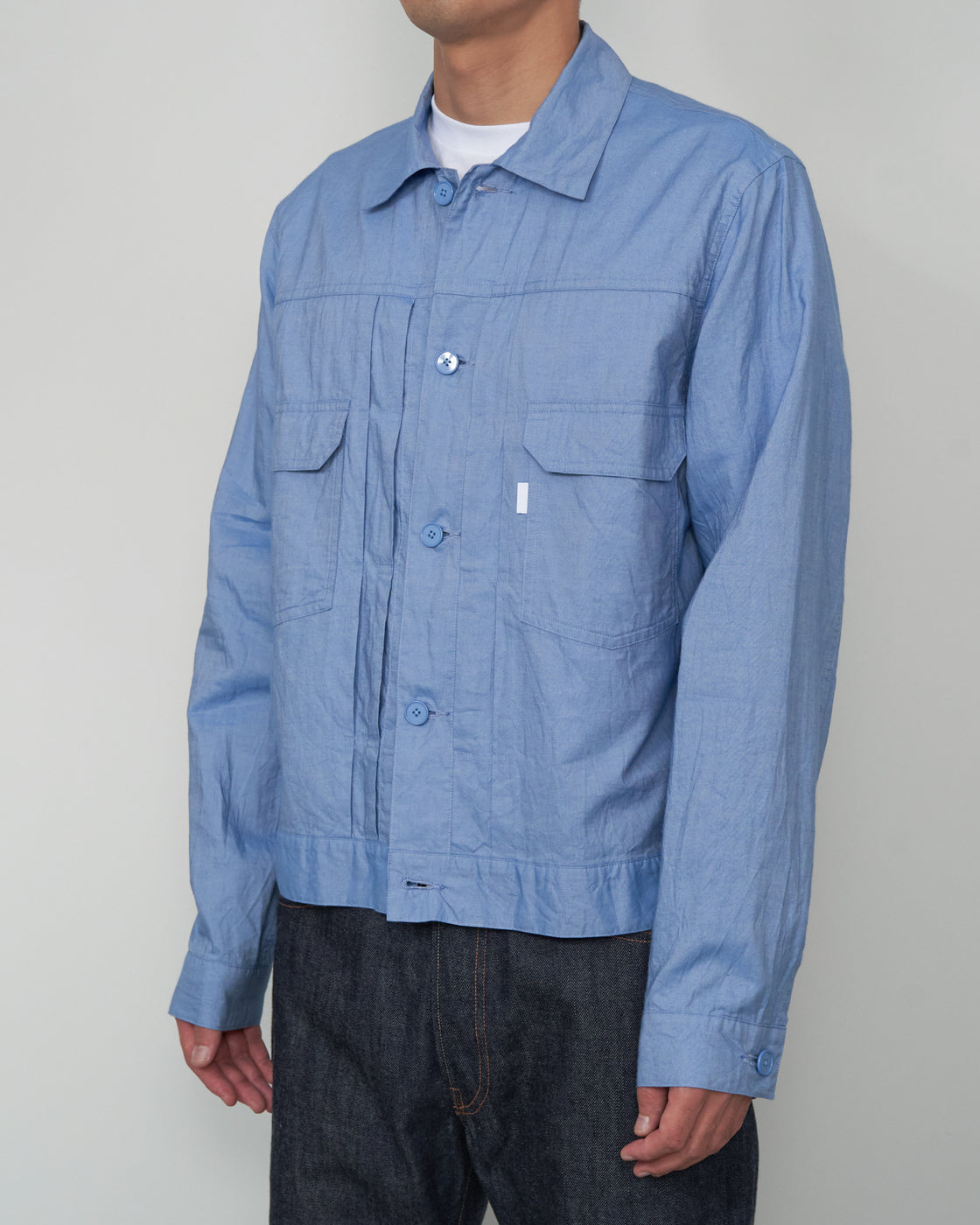 S H LVND-003 Trucker Shirt, Blue