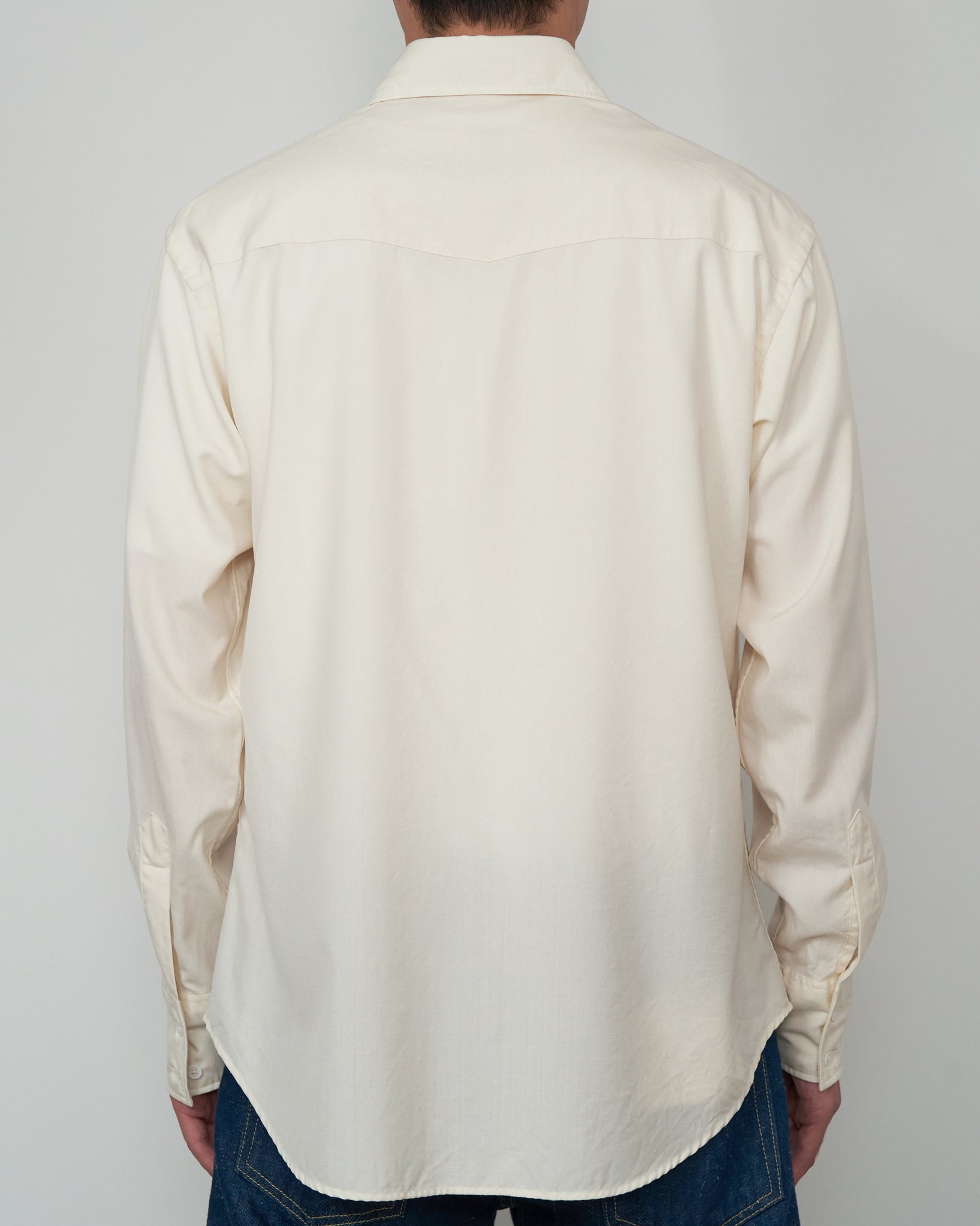 S H WSTN-025 Western Shirt(Wool/Silk), Naturel