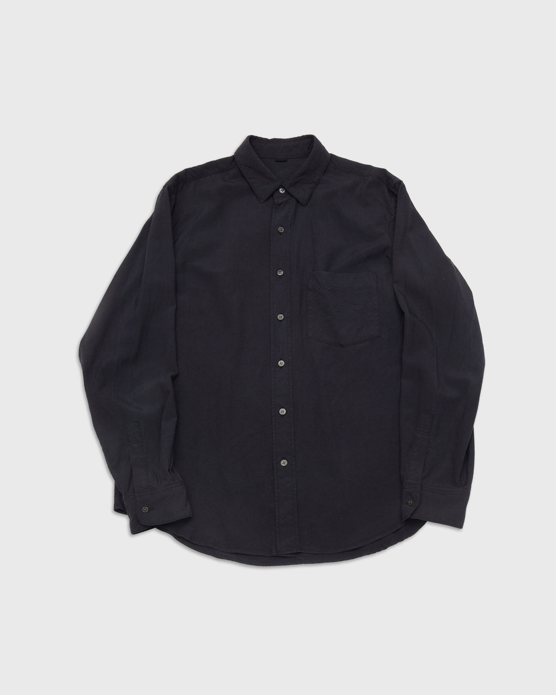S H Wool/Silk Regular Collar Shirt, Black