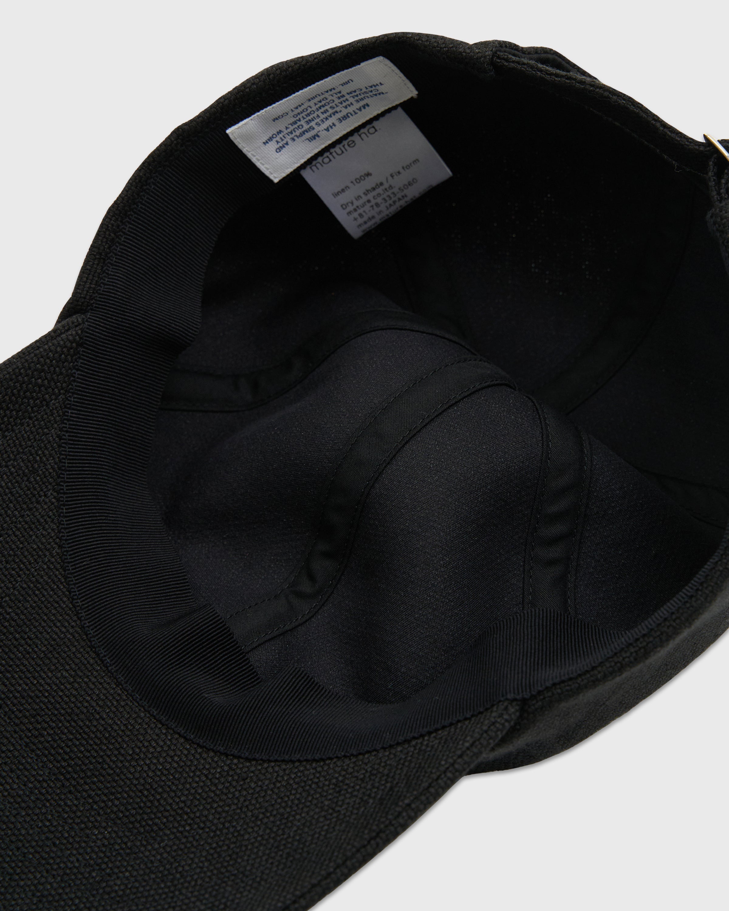 MATURE HA._MIL Linen Canvas Washed Trainer Cap, Black