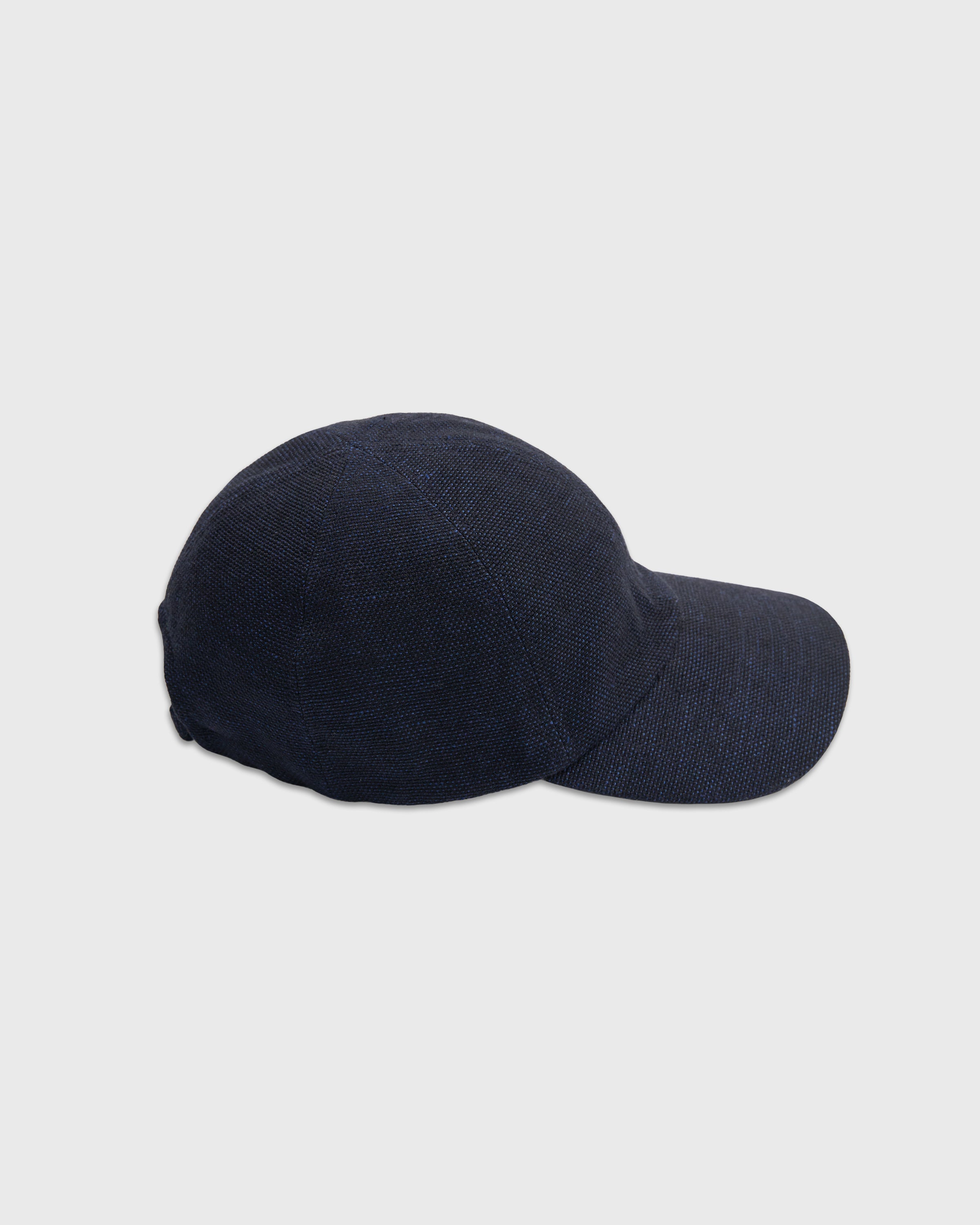 MATURE HA._MIL Linen Canvas Washed Trainer Cap, Navy