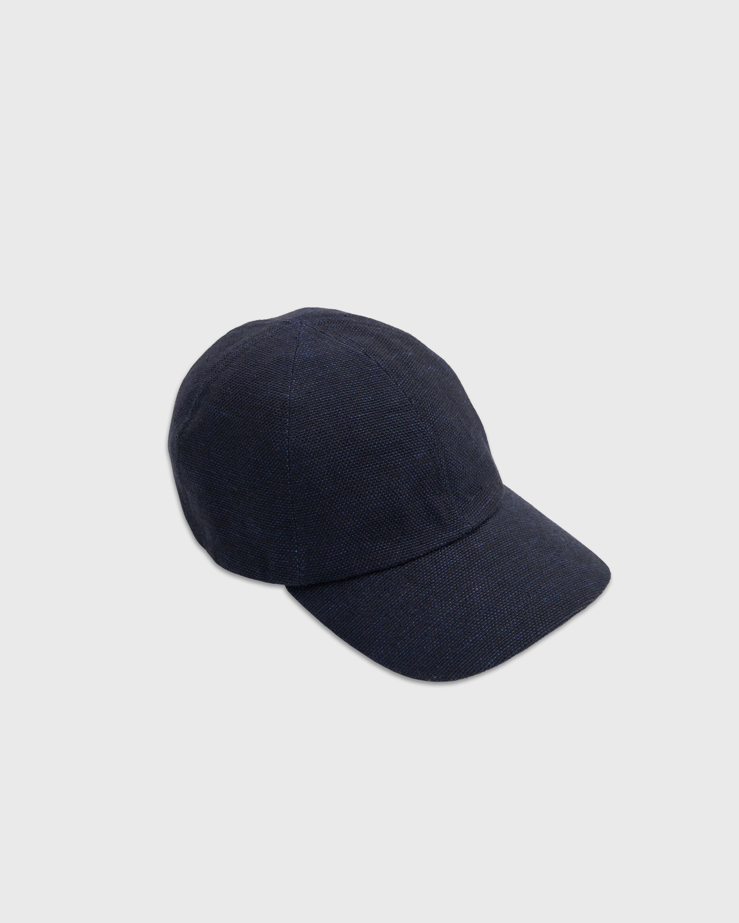 MATURE HA._MIL Linen Canvas Washed Trainer Cap, Navy