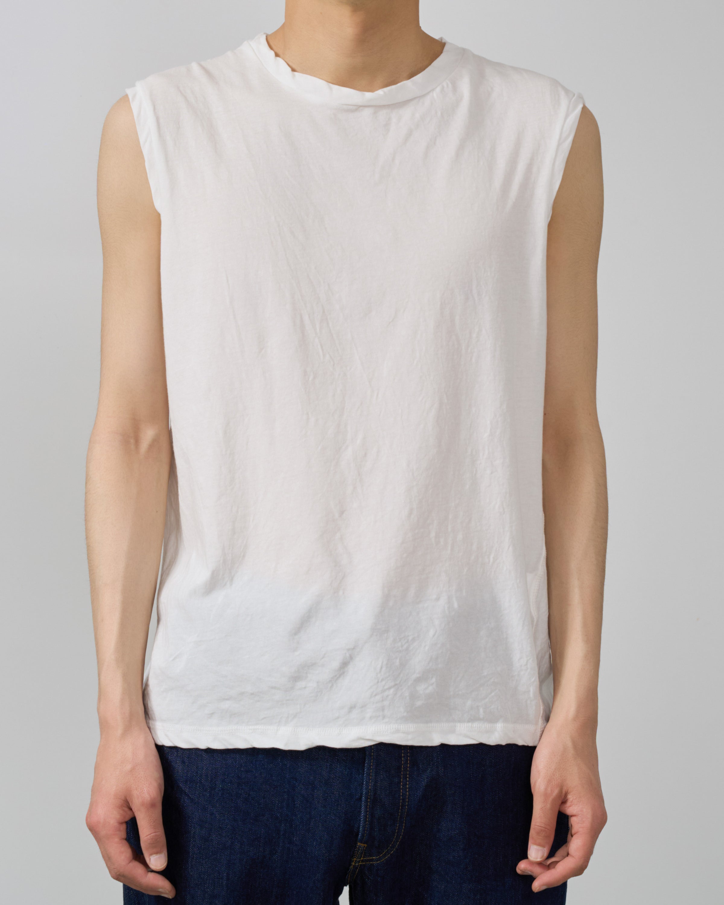 1027 25SS Cutsew No Sleeve, White