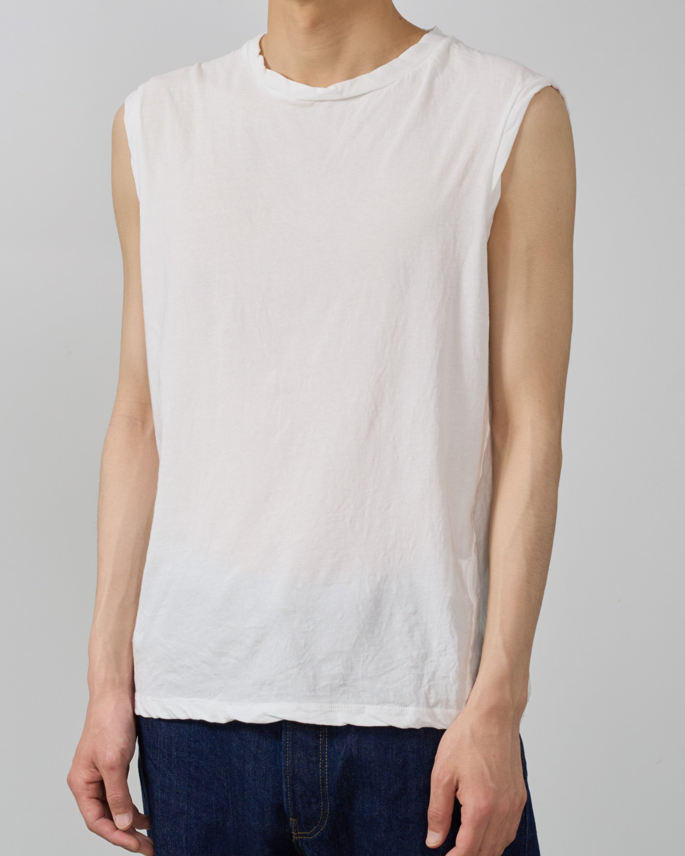 1027 25SS Cutsew No Sleeve, White
