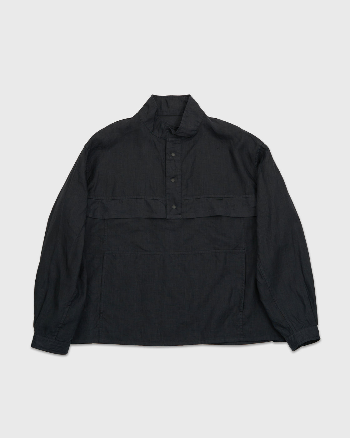 S H ANRK-004 Anorak Shirt(Linen Garment Dye), Ink Black